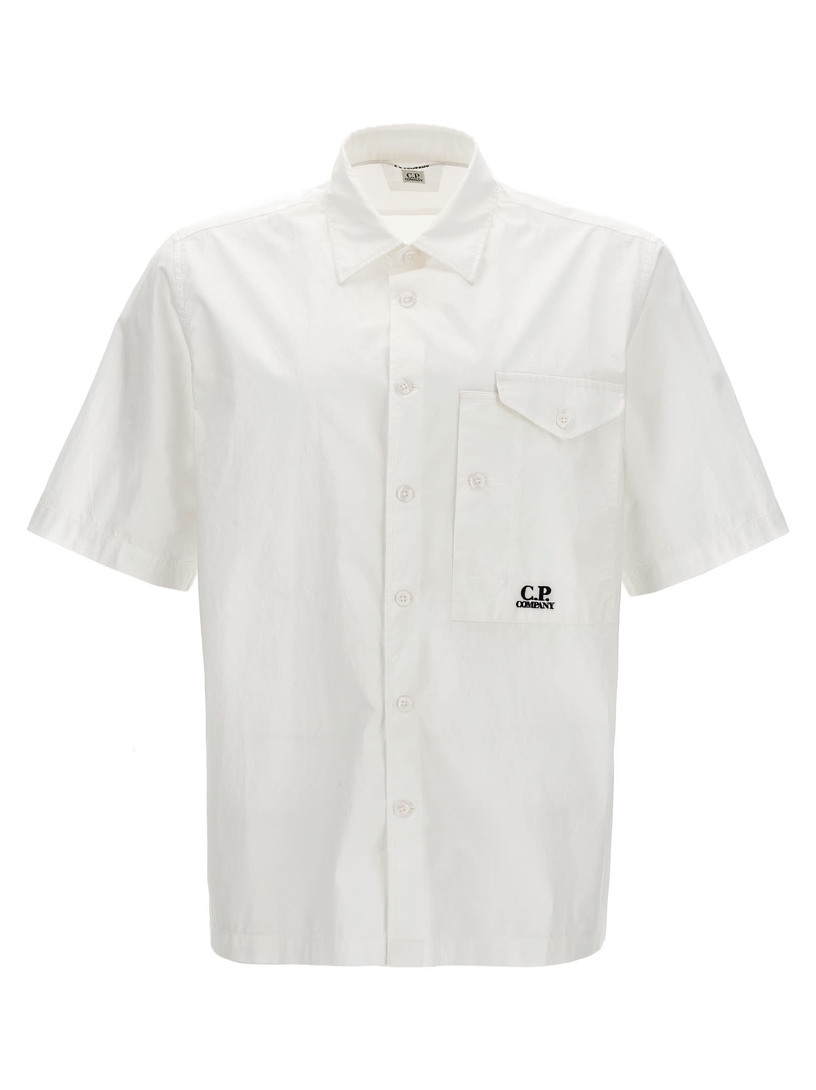Shop C.p. Company Oversized Pocket Short-sleeved Shirt In Gauze White
