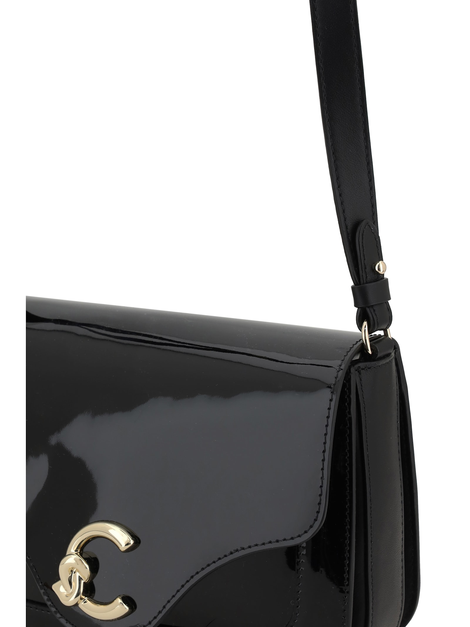 Coccinelle C-me Patent Shoulder Bag In Noir