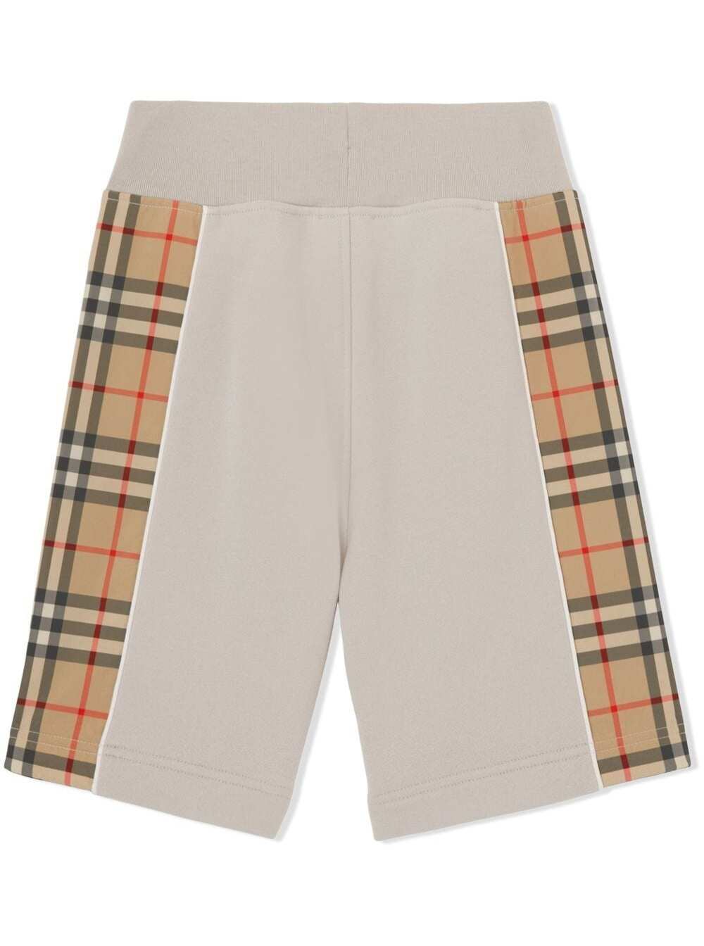 Shop Burberry Beige Bermuda Shors With Vintgage Check Motif In Cotton Kids In Grey
