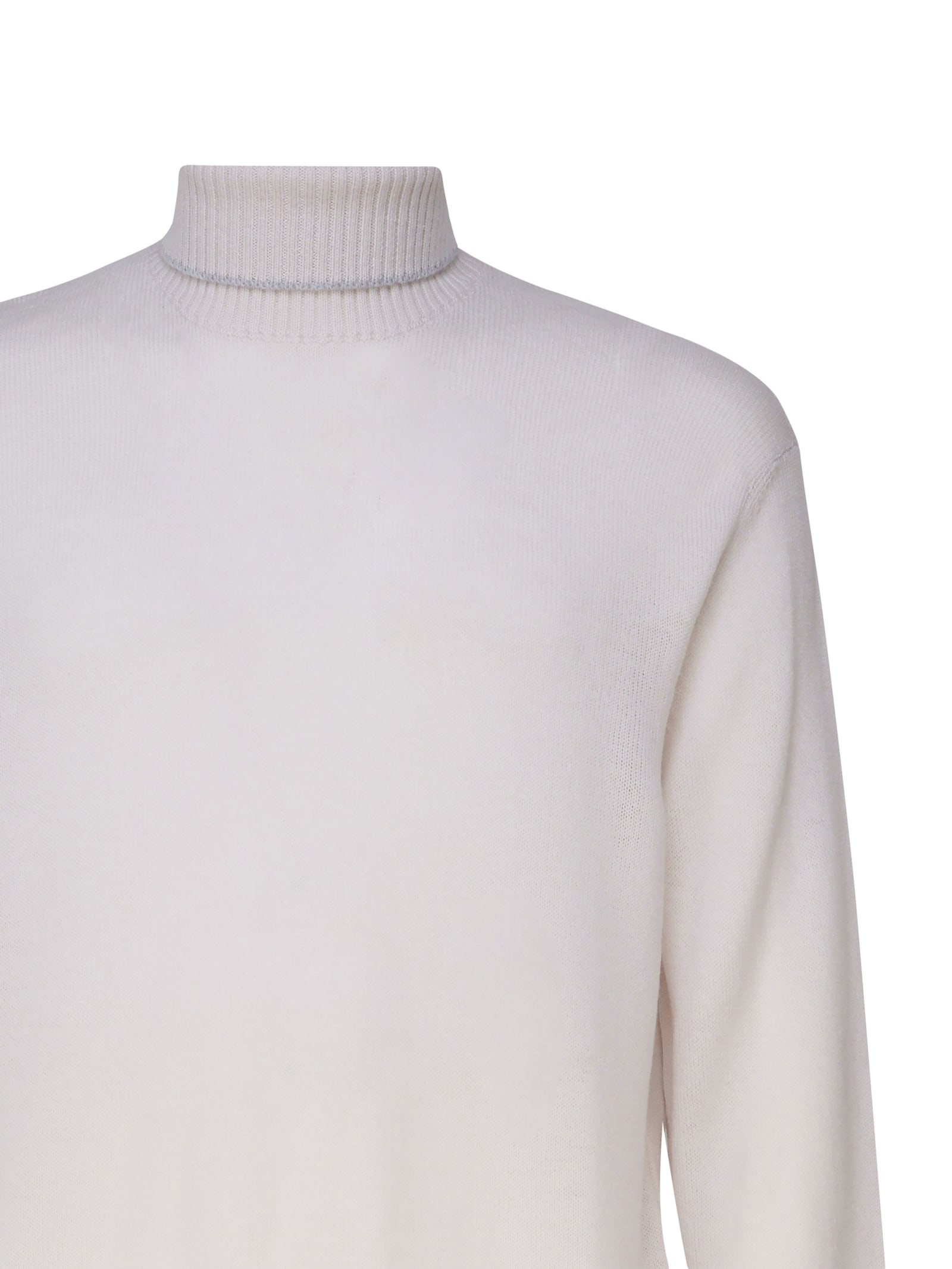 Shop Eleventy Turtleneck Sweater In Virgin Wool In Sand And Lt. Gray