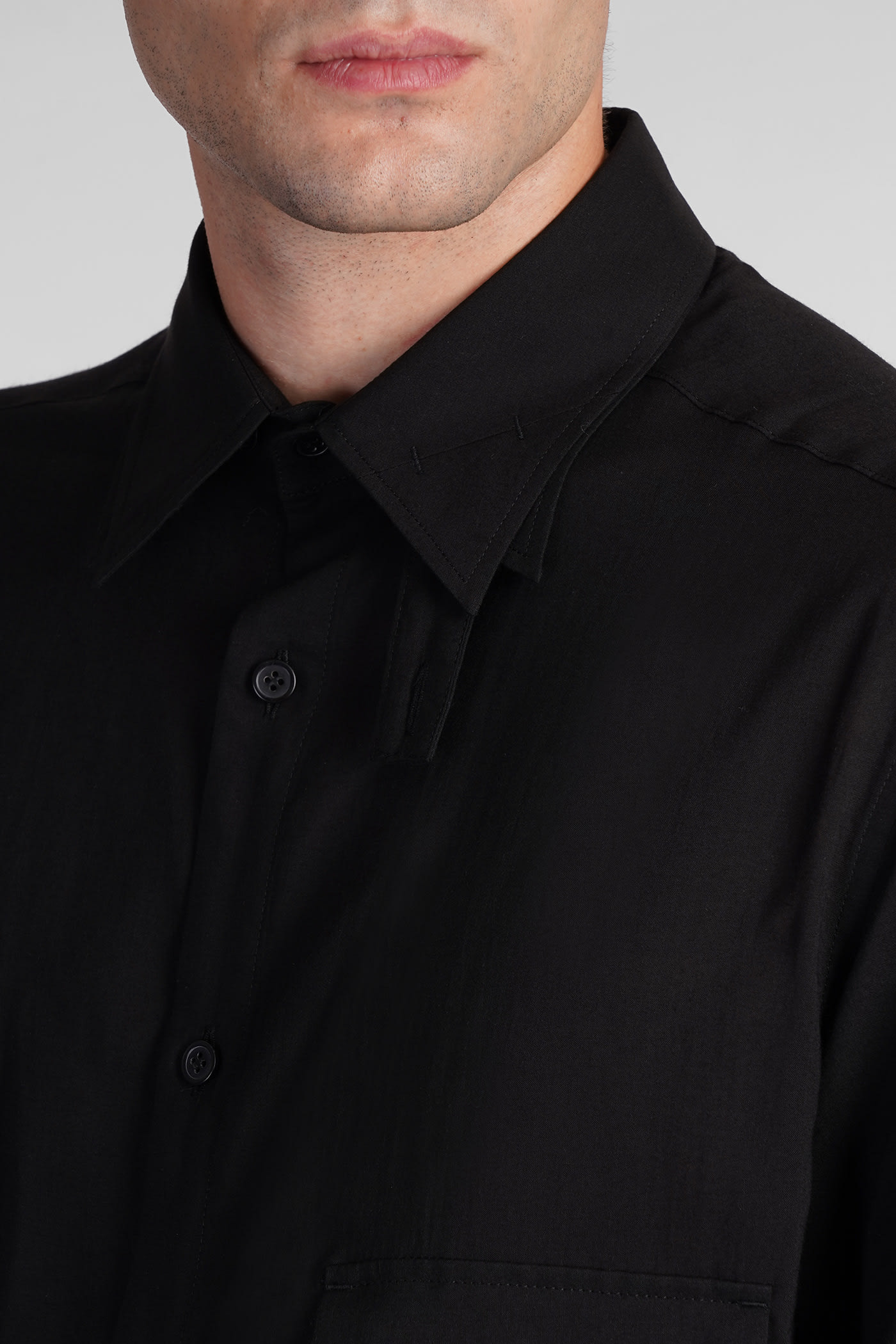 Shop Yohji Yamamoto Shirt In Black Cotton