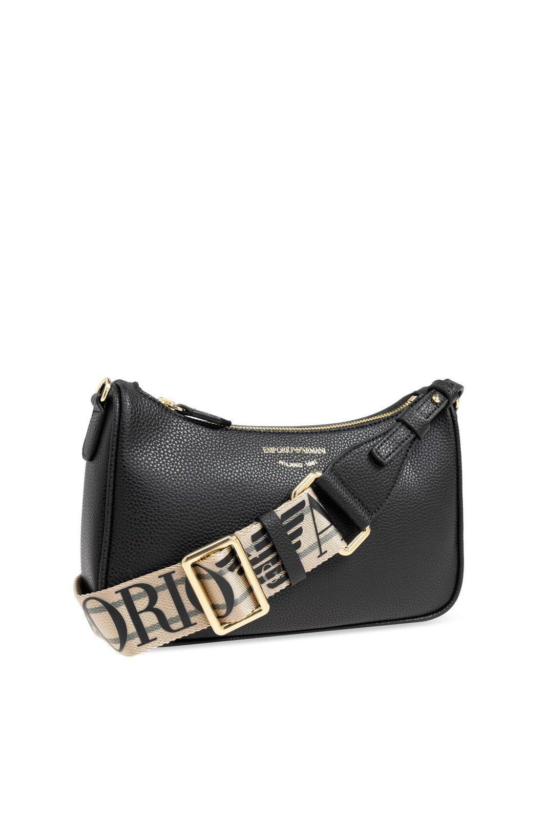 Shop Emporio Armani Shoulder Bag With Printed Logo In Nero/silver