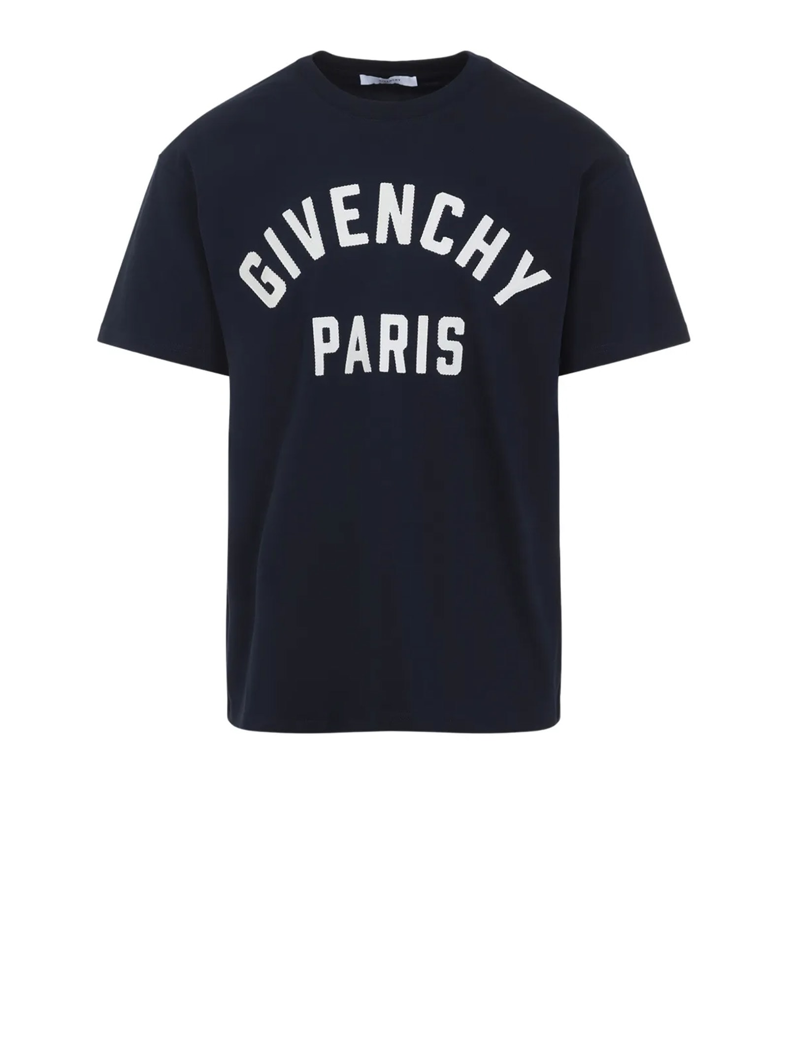 Givenchy Men Black Crewneck T-shirt With Maxi Logo Lettering On The Front In Cotton Man