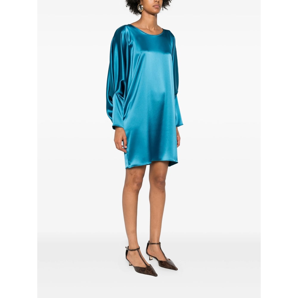 Gianluca Capannolo Crew-neck Puff-sleeve Mini Dress In Blue