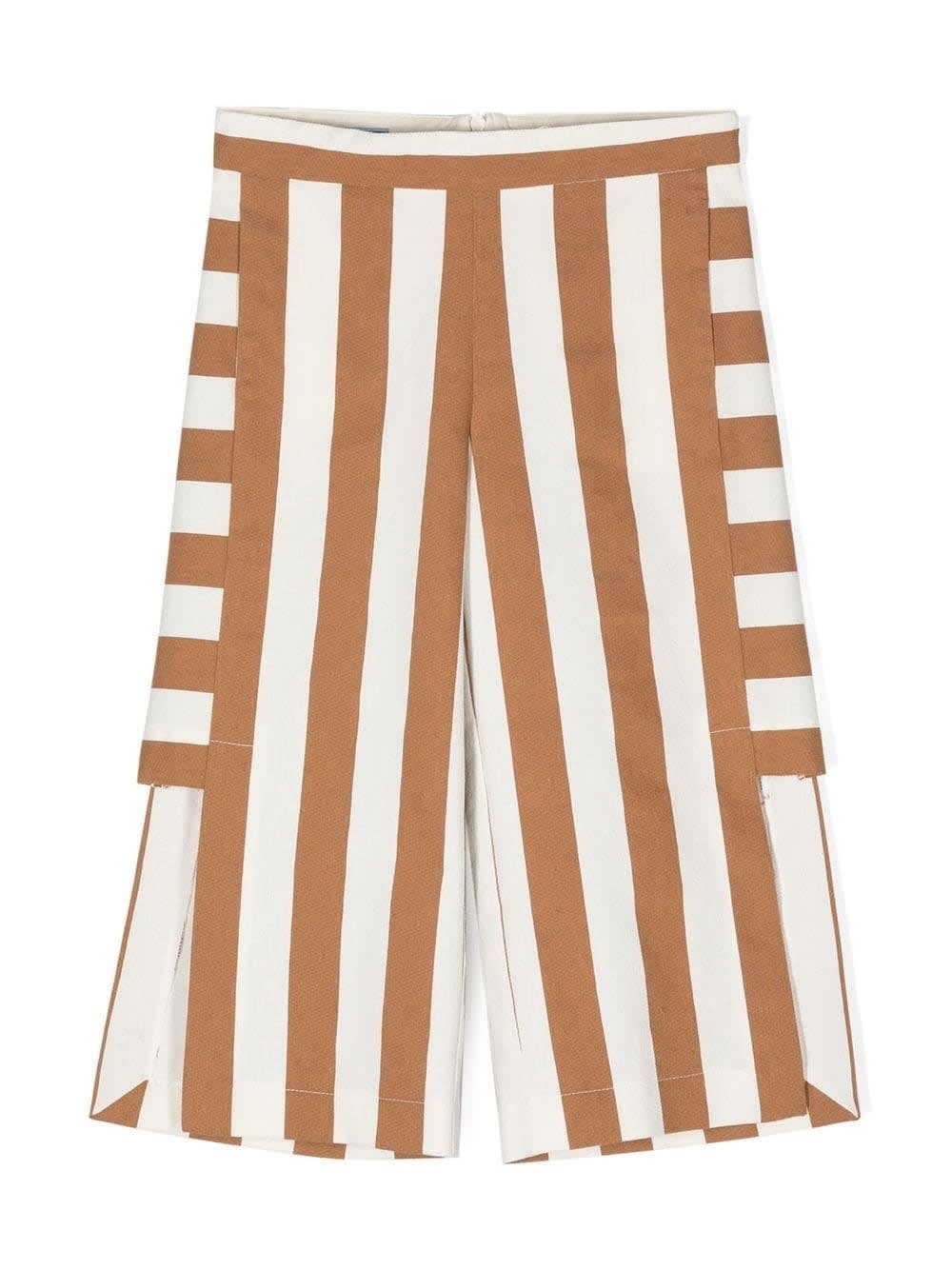 Mimisol Kids' Striped Trousers In Brown