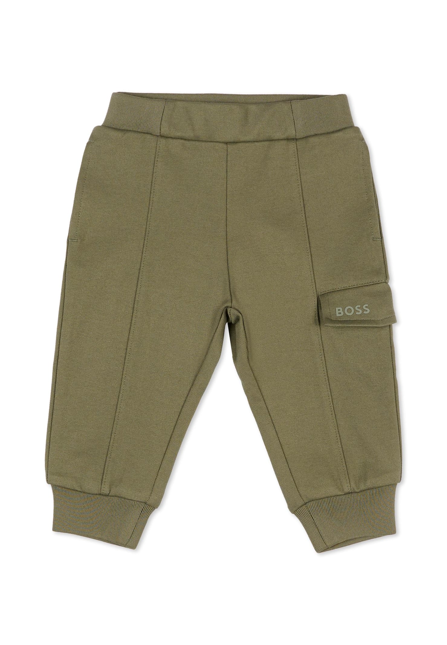 Hugo Boss Green Trousers For Baby Boy With Logo In Green