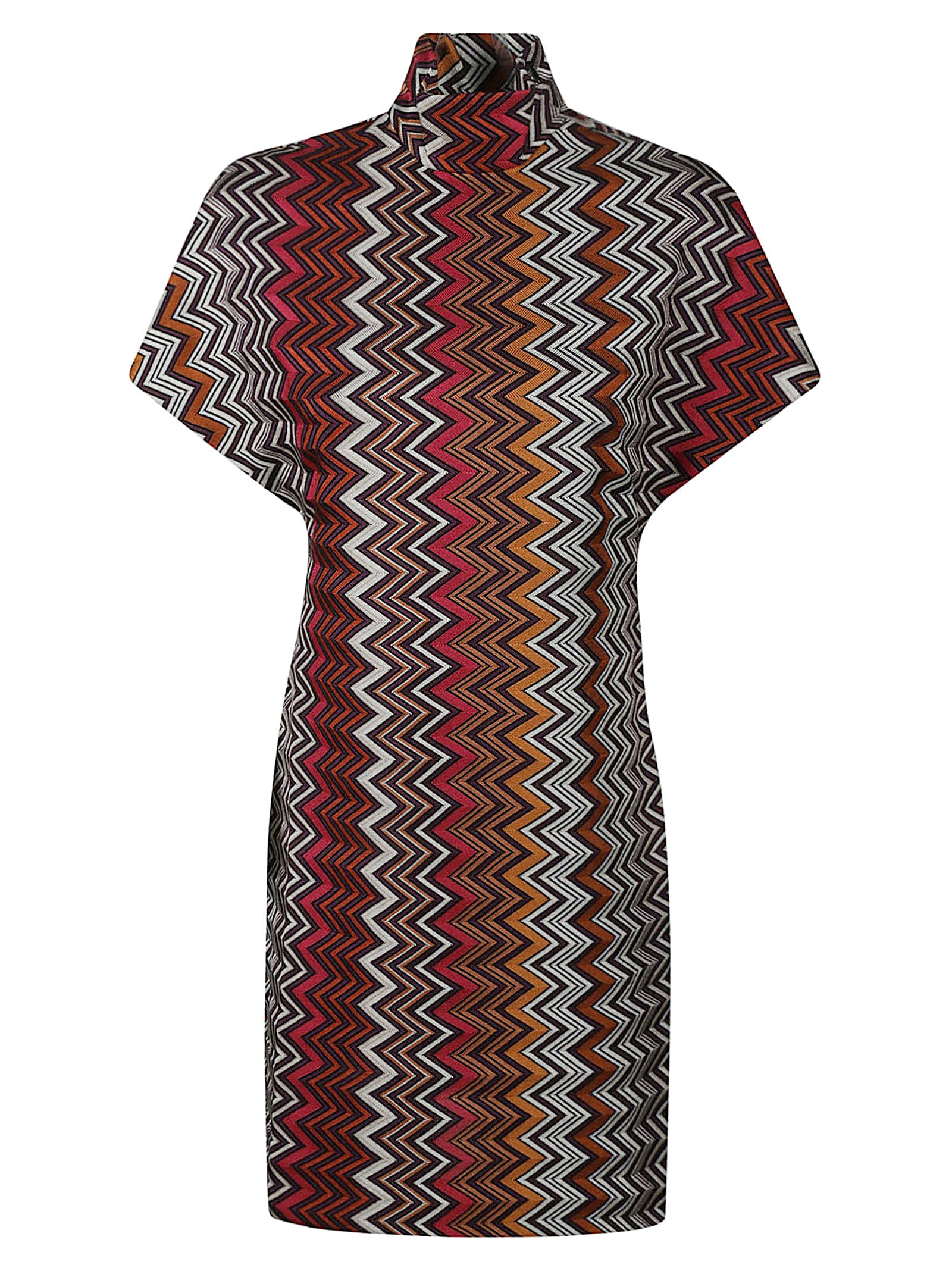Missoni Crochet-knit Turtleneck Mini Dress In Multicolor