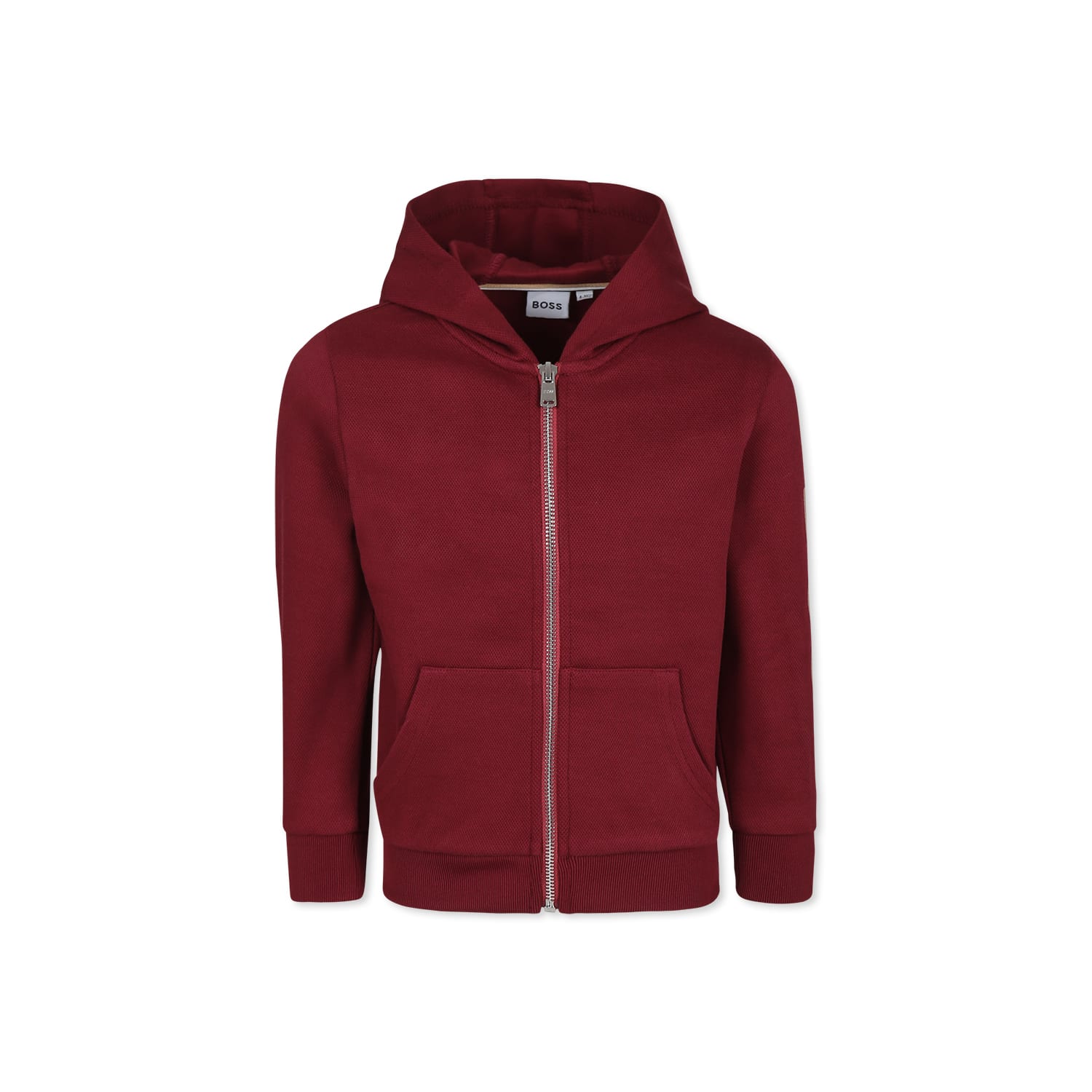 Hugo Boss Burgundy Sweatshirt For Boy With Logo In Bordeaux