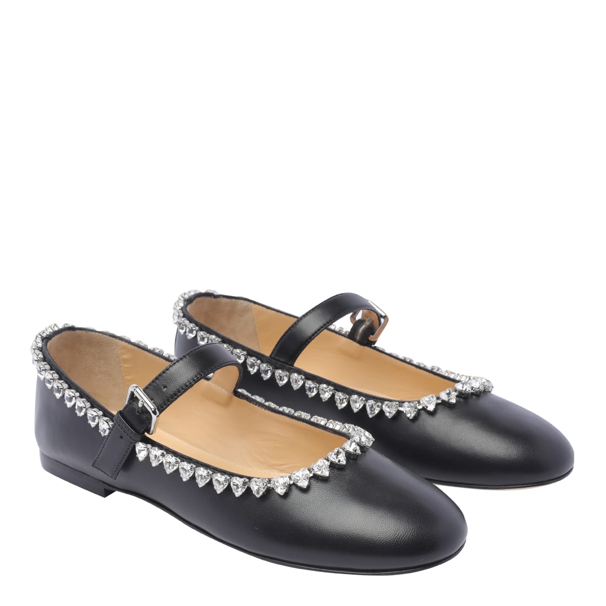 Shop Mach &amp; Mach Audrey Round Toe Ballerinas In Black