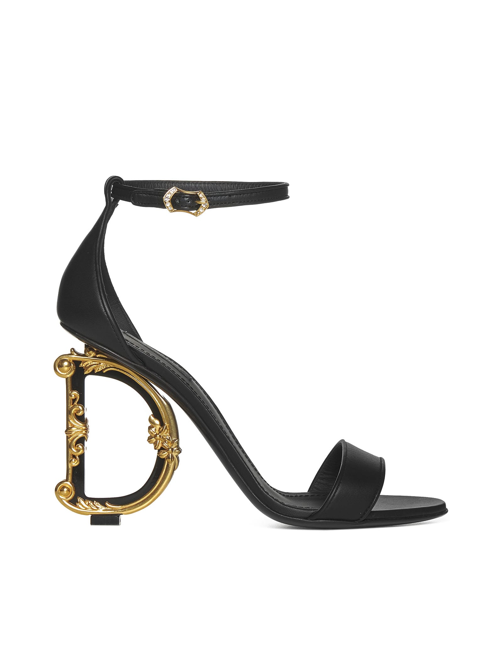 Dolce & Gabbana Keira 105 Baroque Heel Nappa Leather Sandals In Black