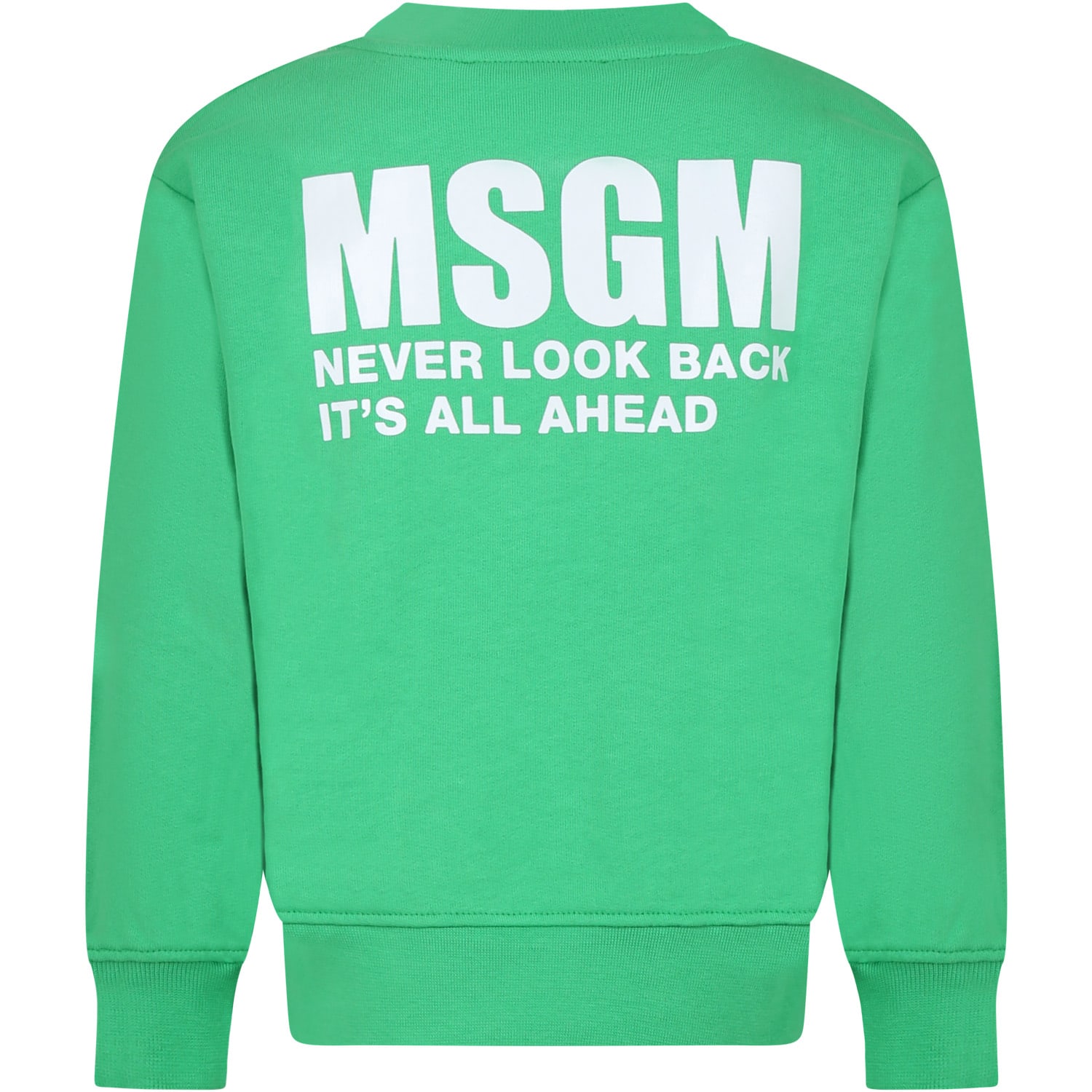 Msgm Green Sweatshirt For Kids With Logo In Verde