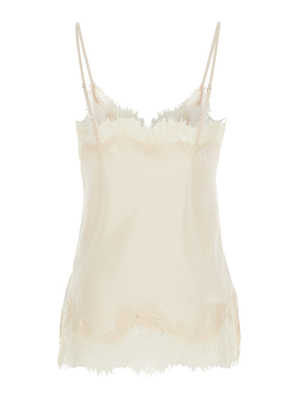 Shop Gold Hawk Coco White Camie Top With Tonal Lace Trim In Silk Woman