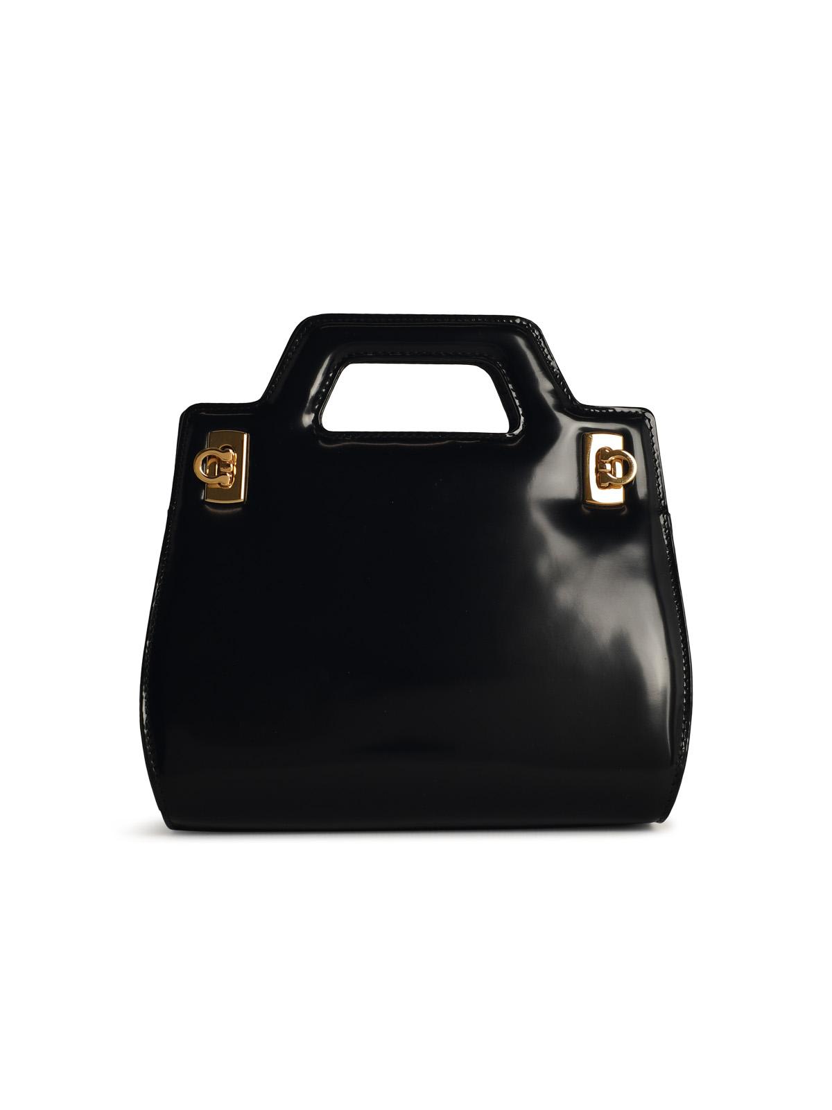 Shop Ferragamo Wanda Black Shiny Leather Bag