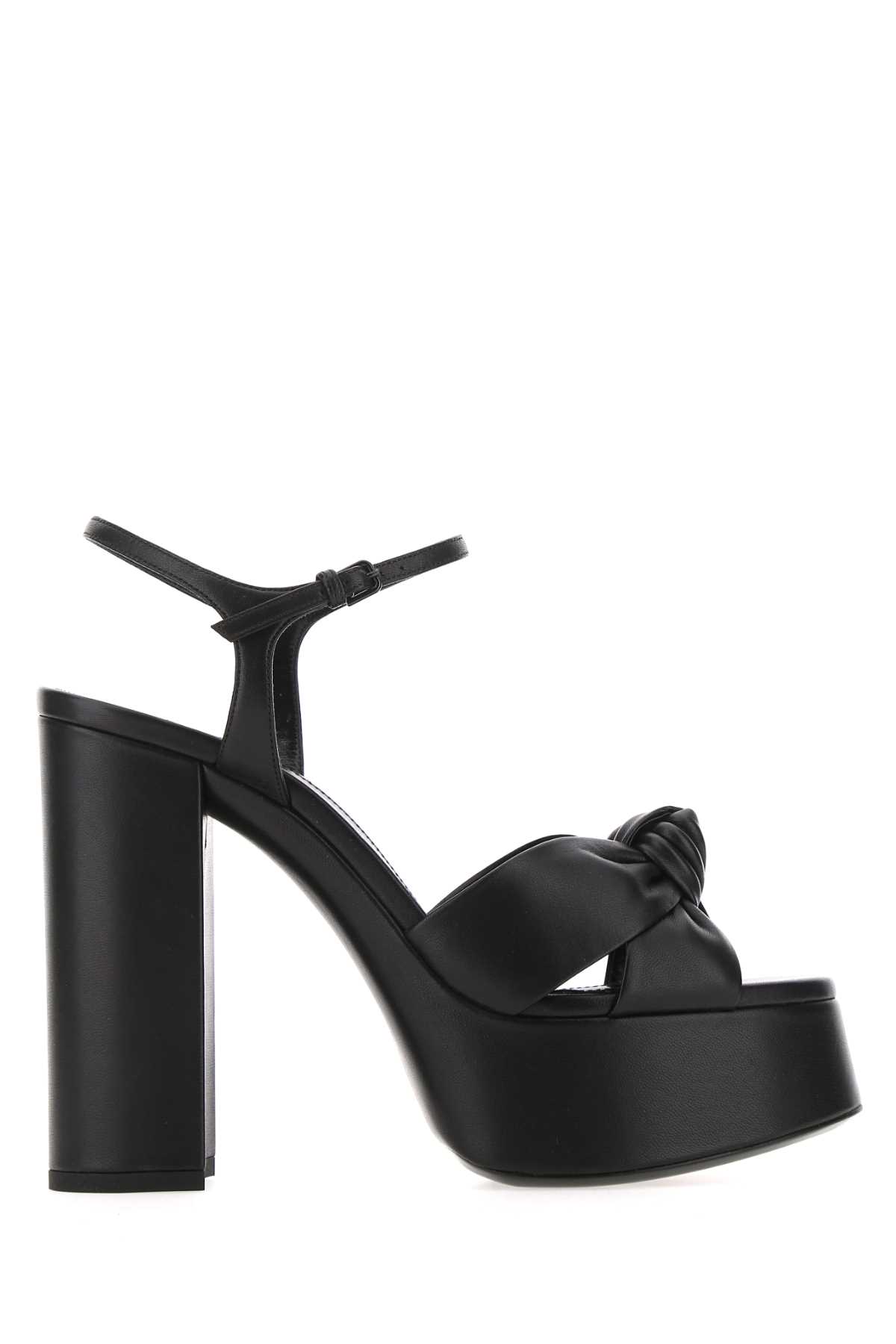 Shop Saint Laurent Black Leather Bianca 85 Sandals In 1000