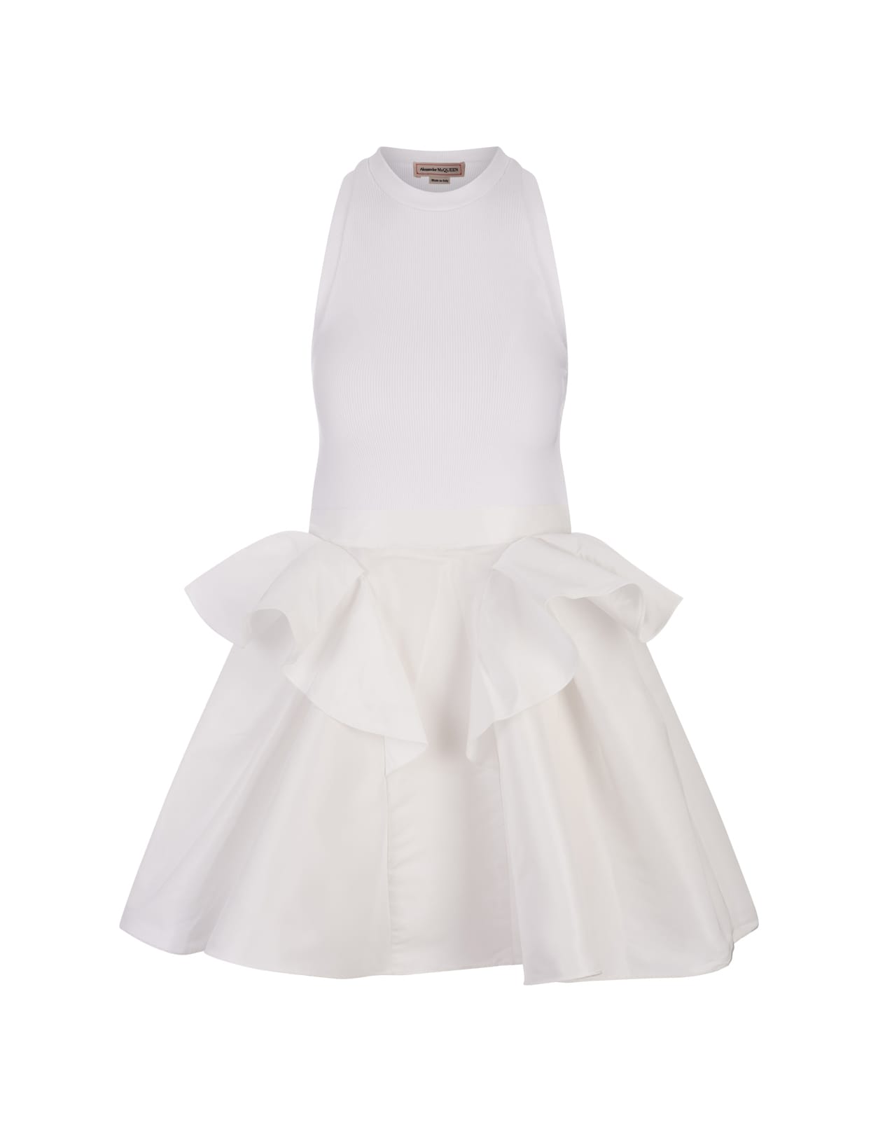 Alexander Mcqueen White Hybrid Mini Dress