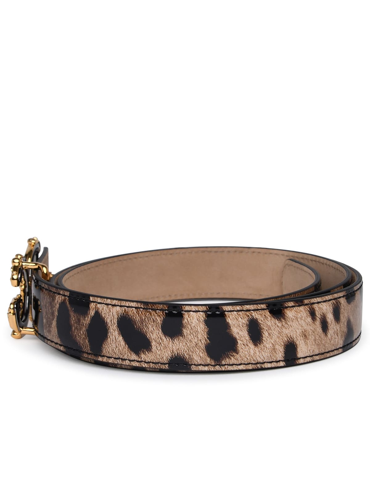 Shop Dolce & Gabbana Dg Girls Two-tone Glossy Calf Leather Belt In Multicolor