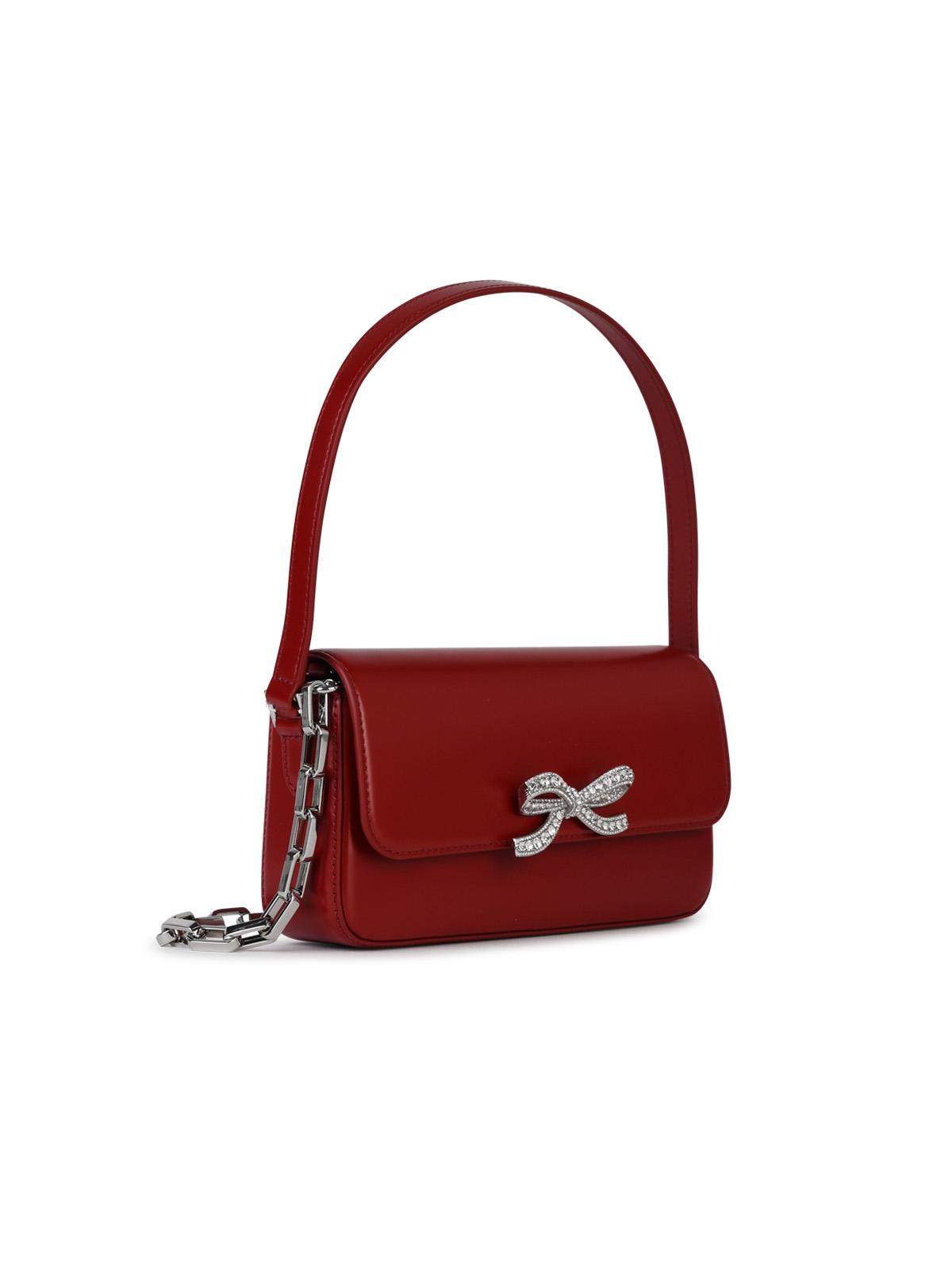 Shop Self-portrait Fiocco Red Smooth Leather Bag