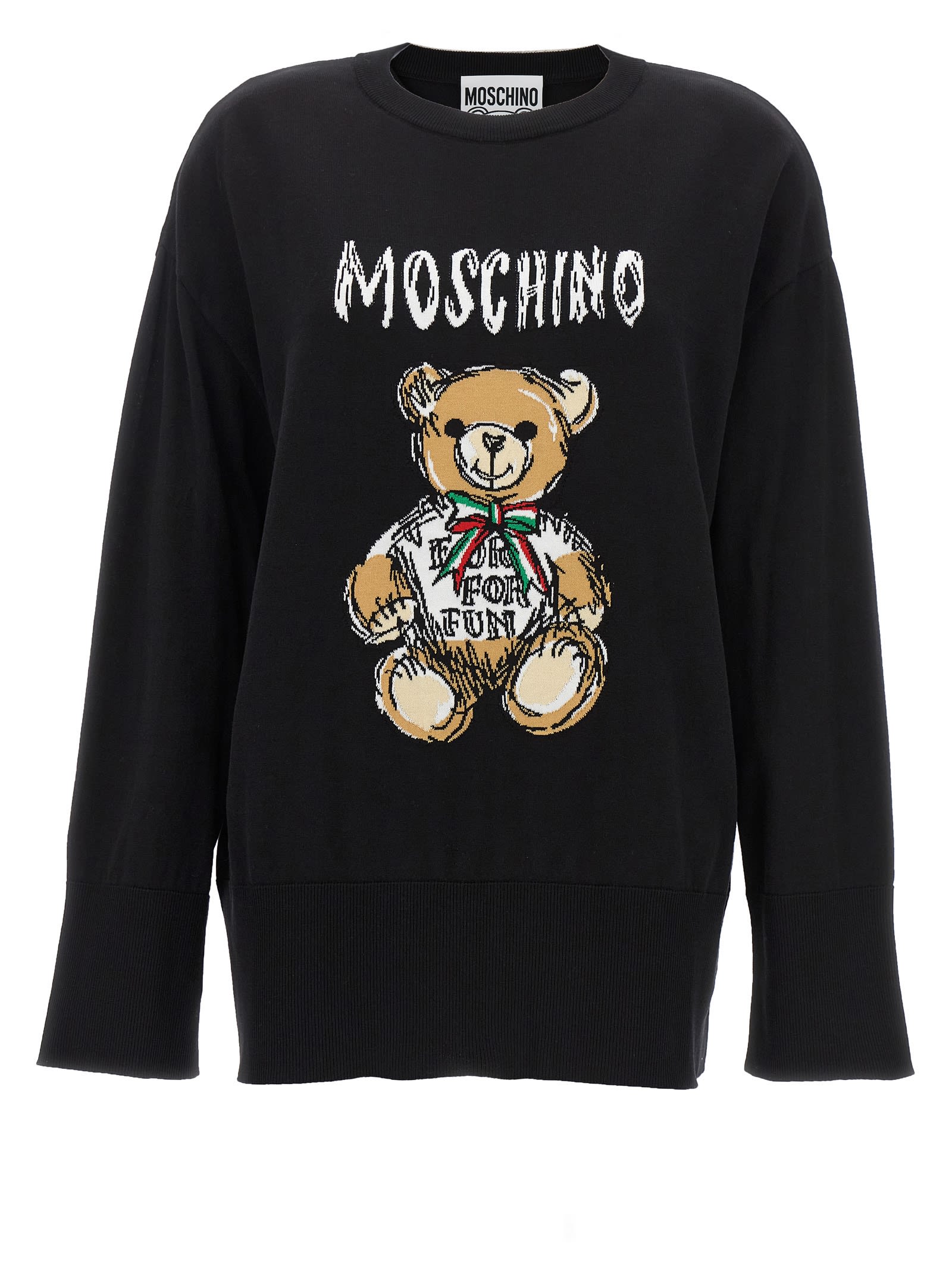 Shop Moschino Teddy Bear Sweater In Black