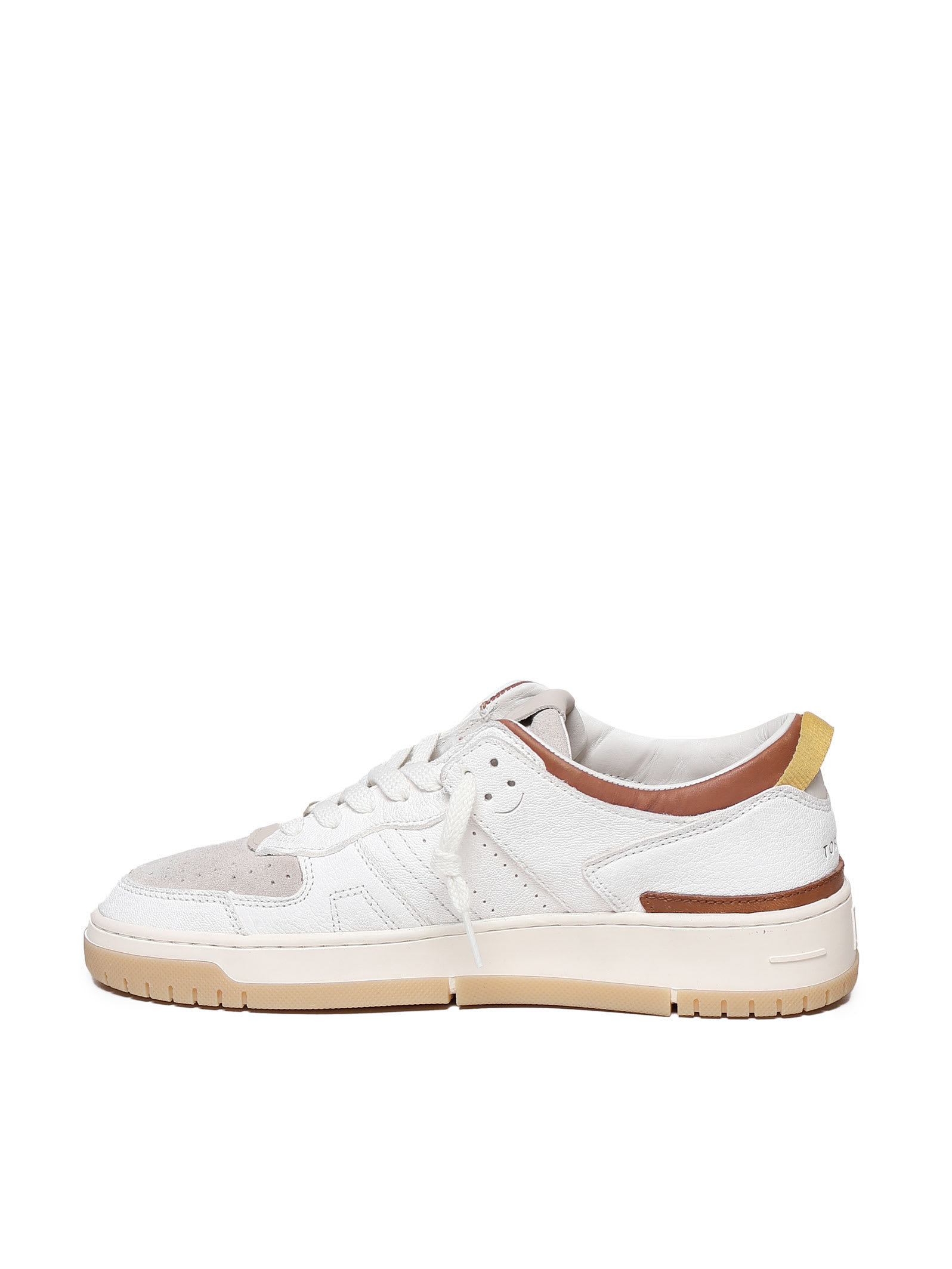 Shop Date Sneakers Torneo Striped In White, Brown, Mustard