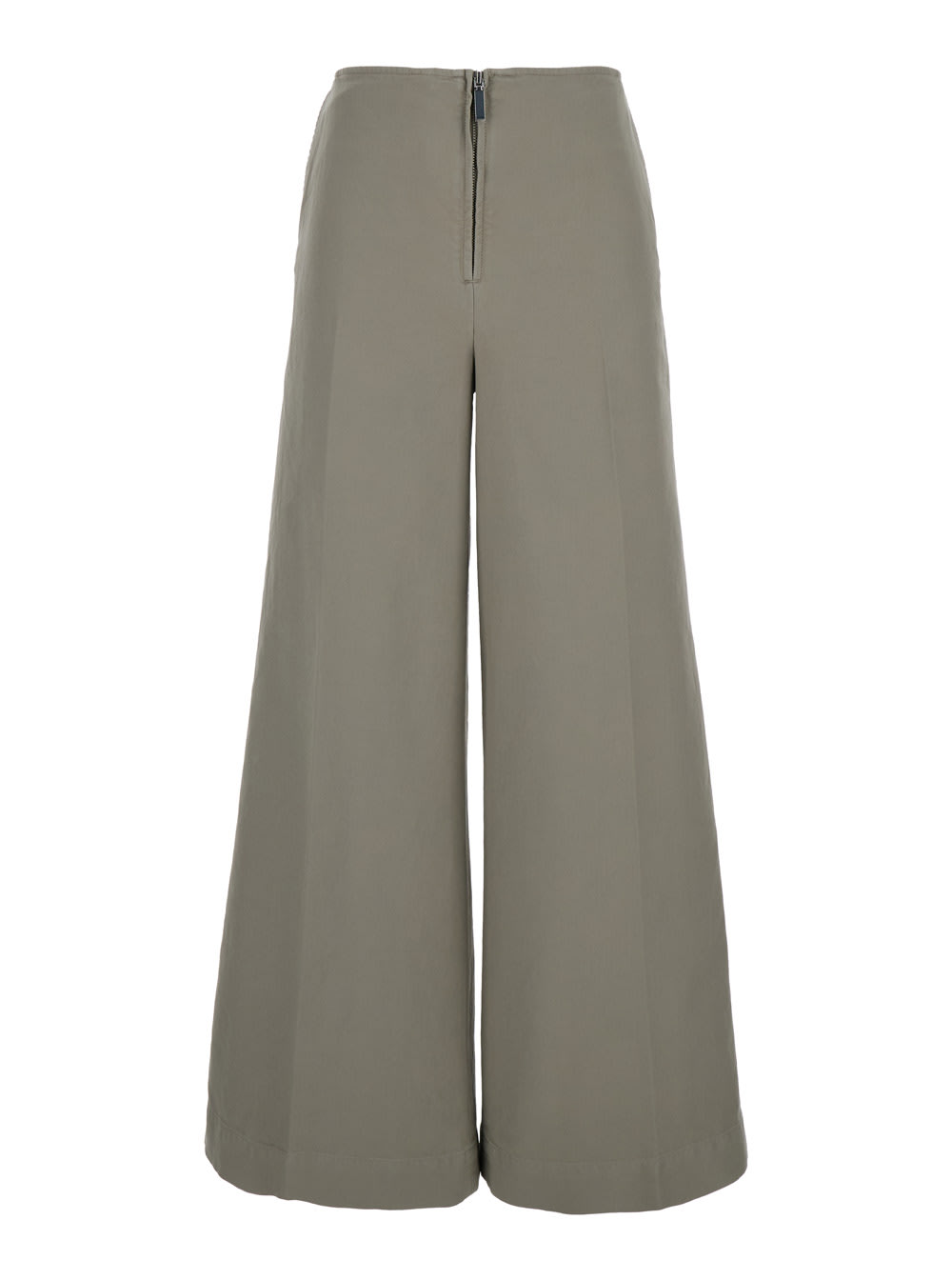 Shop Totême Grey Wide Pants With Zip Closure In Tech Fabric Woman