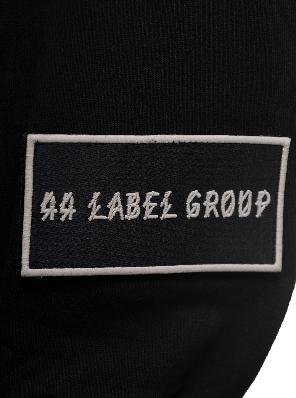 Shop 44 Label Group Black Hoodie With Contrasting Logo Embroidery In Cotton Man