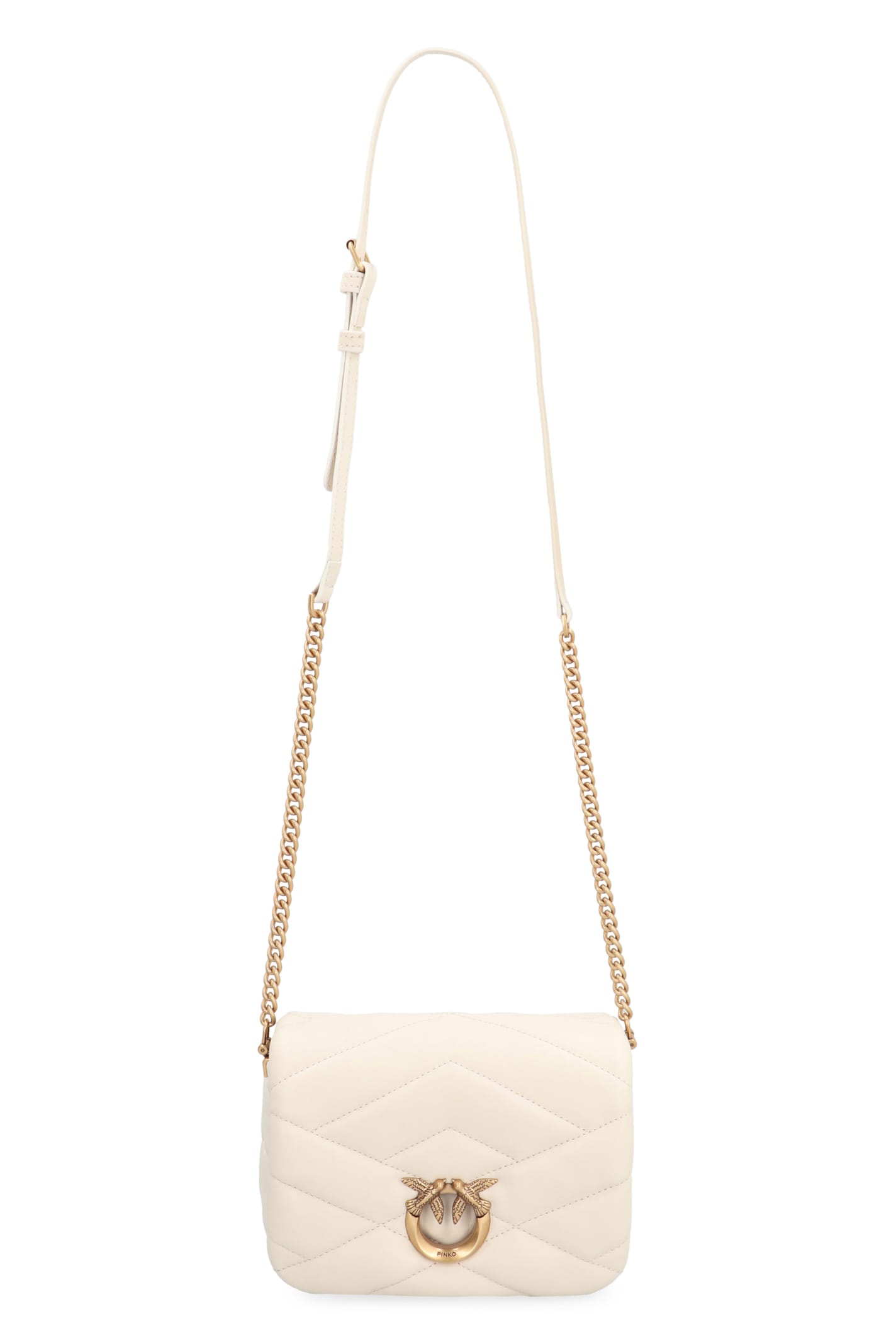 Shop Pinko Baby Love Bag Click Puff Leather Bag In Ivory