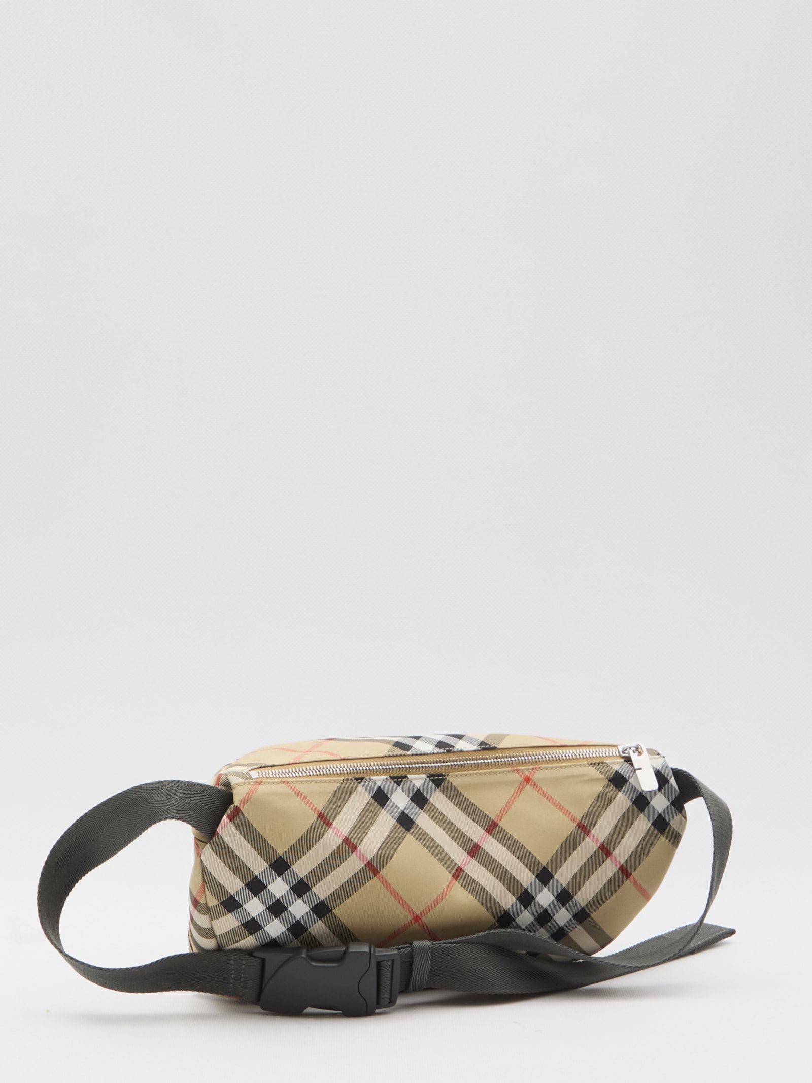 Shop Burberry Check Belt Bag In Beige