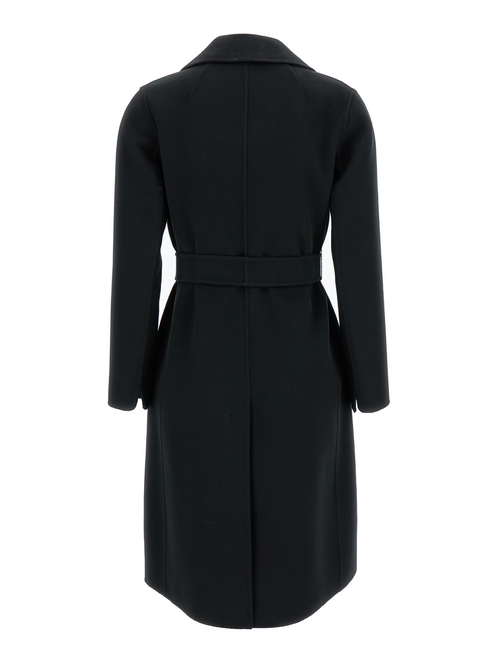 'S MAX MARA PAULINE BLACK COAT WITH MATCHING BELT IN WOOL WOMAN 