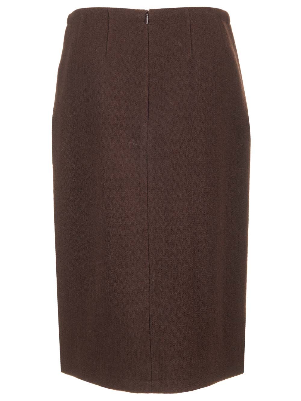 Shop Dries Van Noten Wool Pencil Skirt In Brown