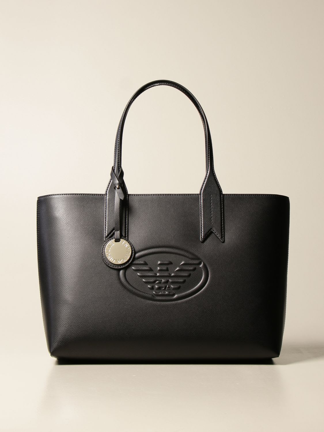 Emporio Armani Shopping Bag In Synthetic Leather In Black