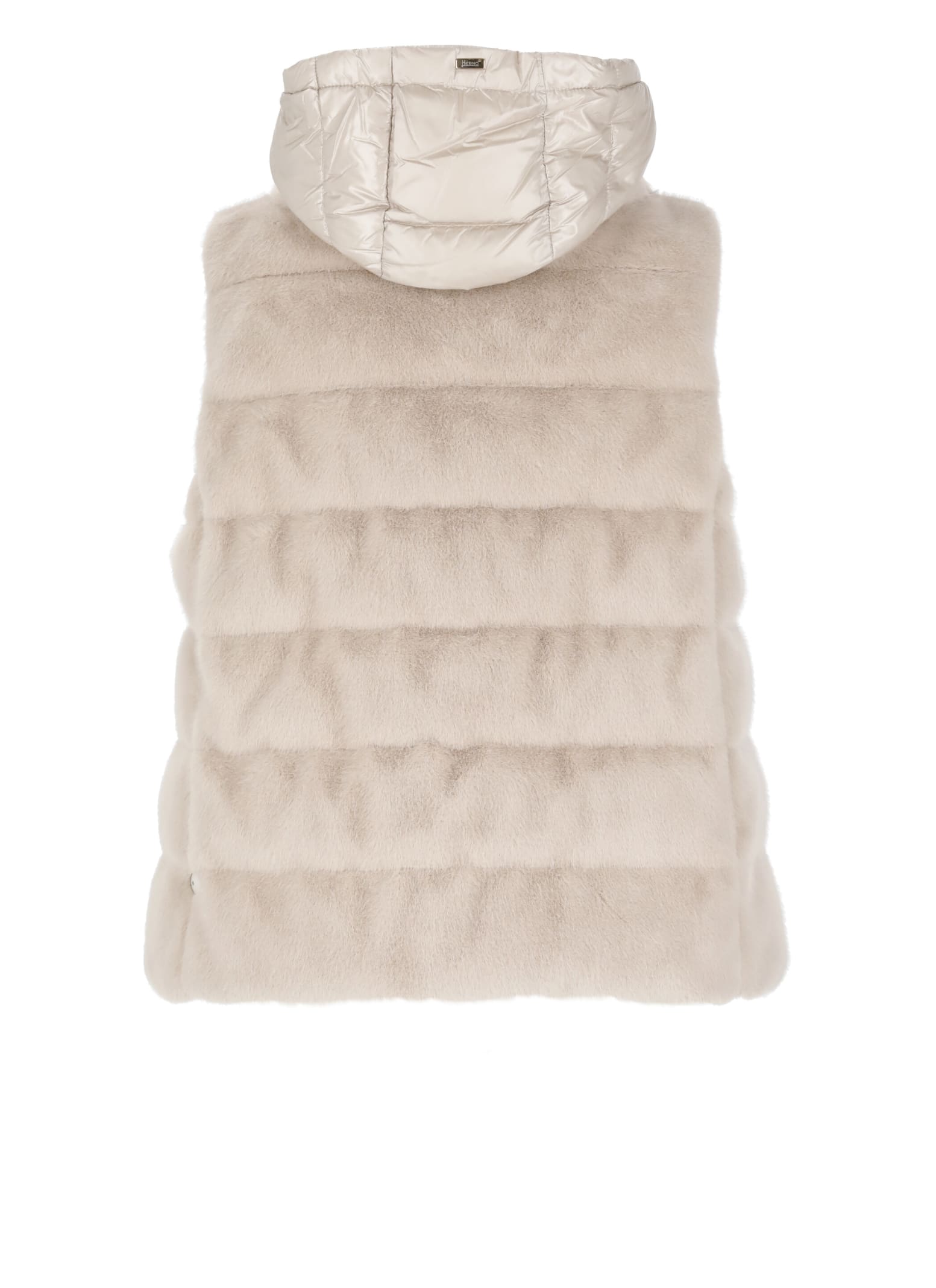 Shop Herno Vest With Faux Fur In Pink