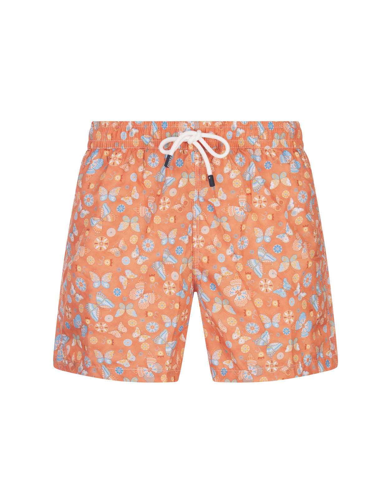 Orange Swim Shorts With Butterfly Print