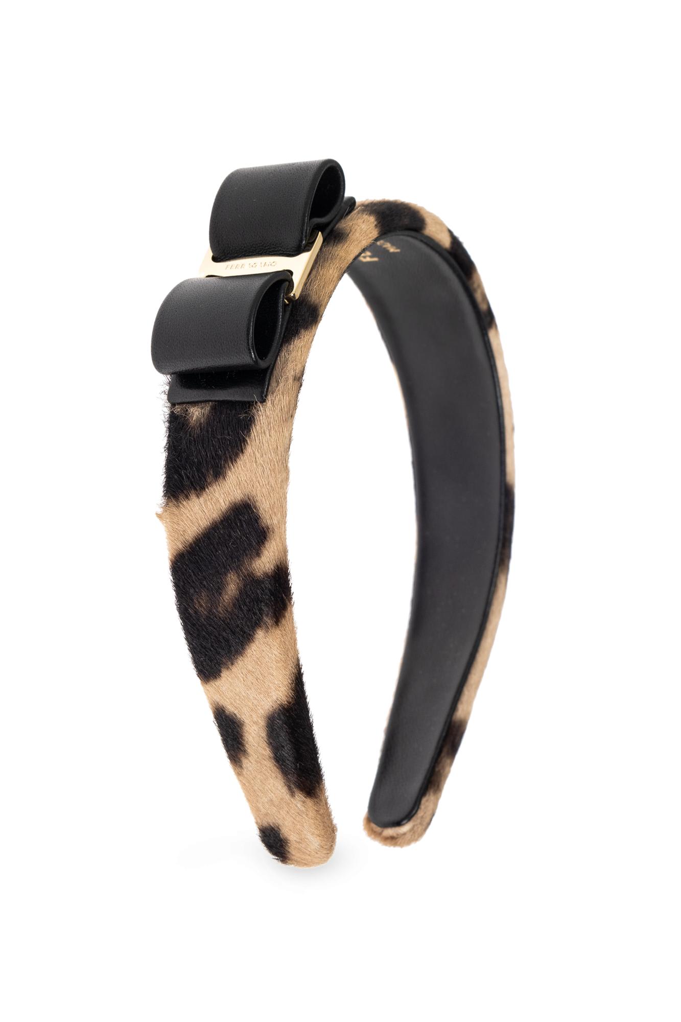 Ferragamo New Bara Plate Leopard Print Headband In Neutral