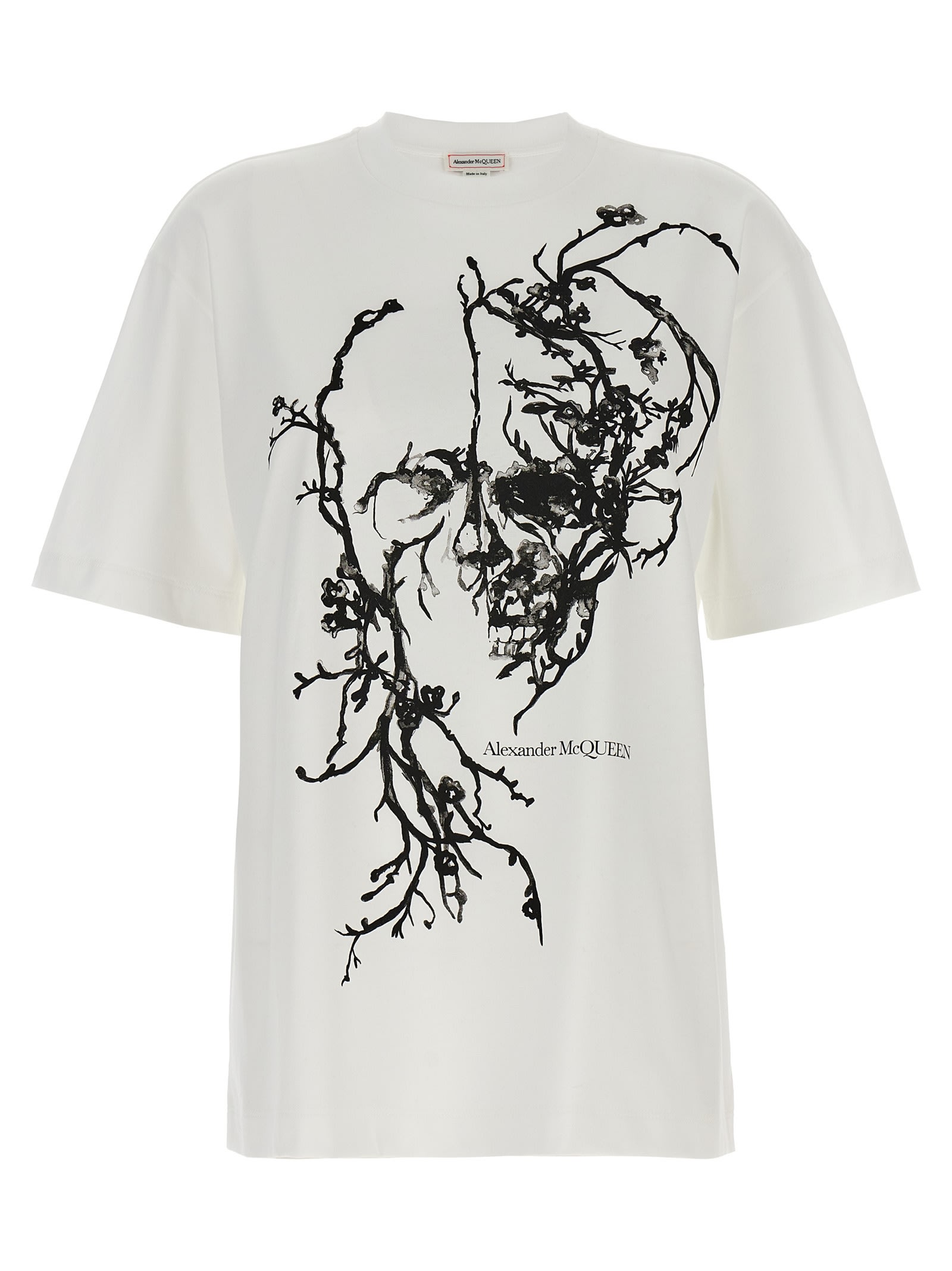 Shop Alexander Mcqueen Cherry Blossom T-shirt In White/black