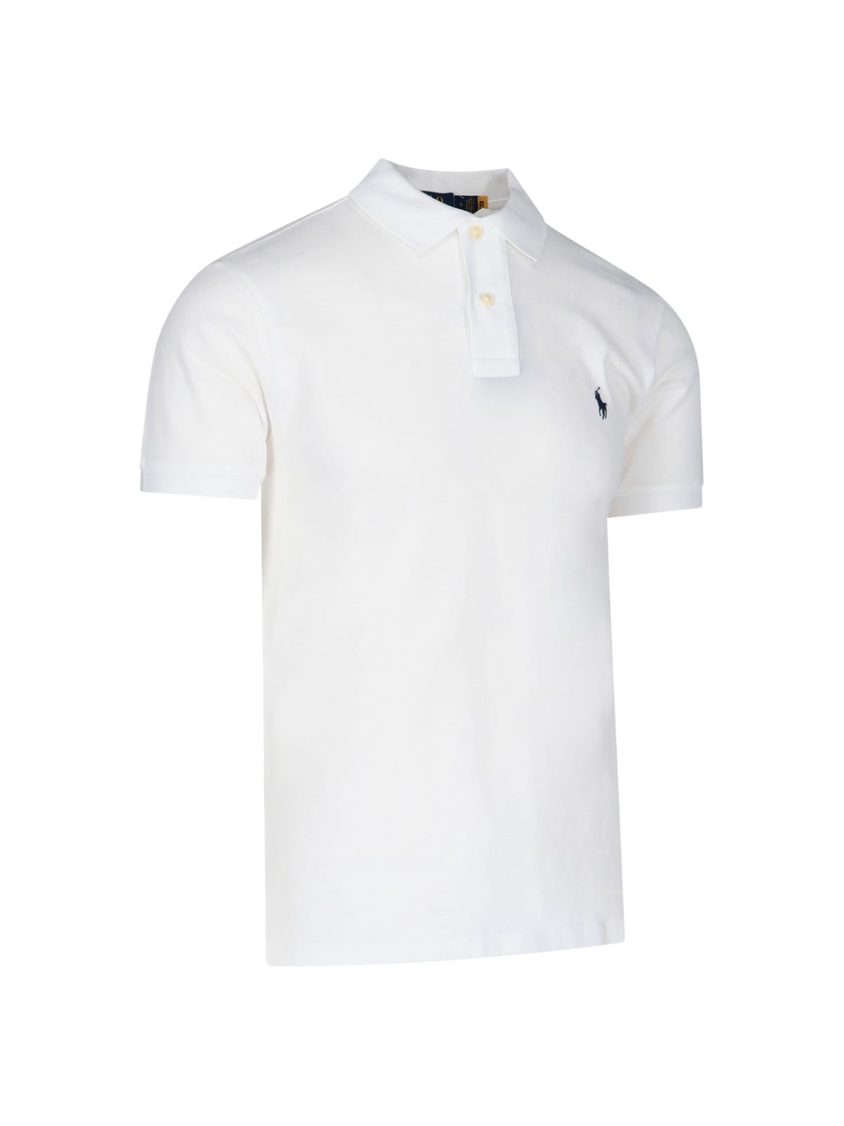 Polo Ralph Lauren Embroidered Logo Short-sleeve Polo Shirt In Bianco