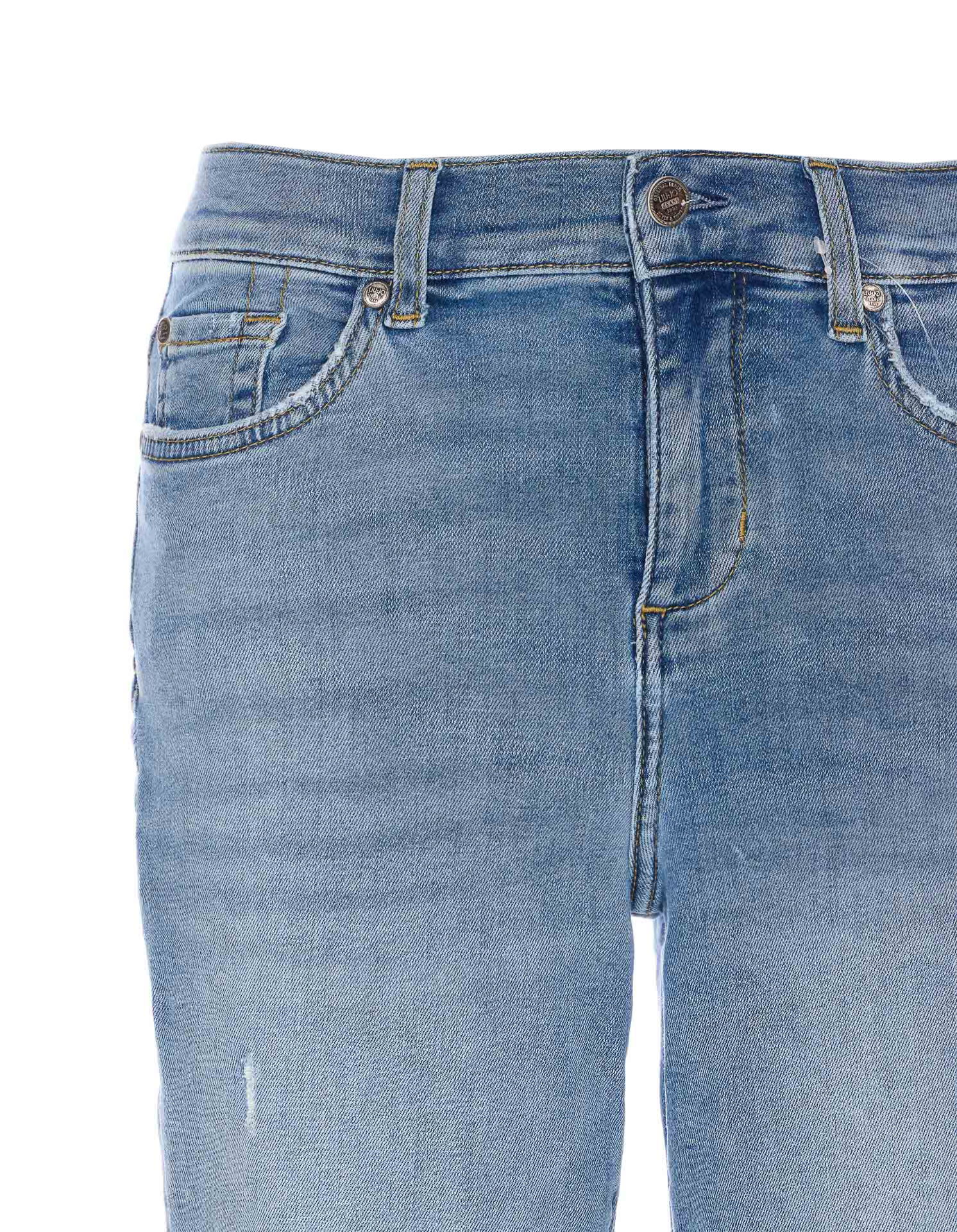 Liu •jo Liu Jo Distressed Slim Cropped Jeans In Denim