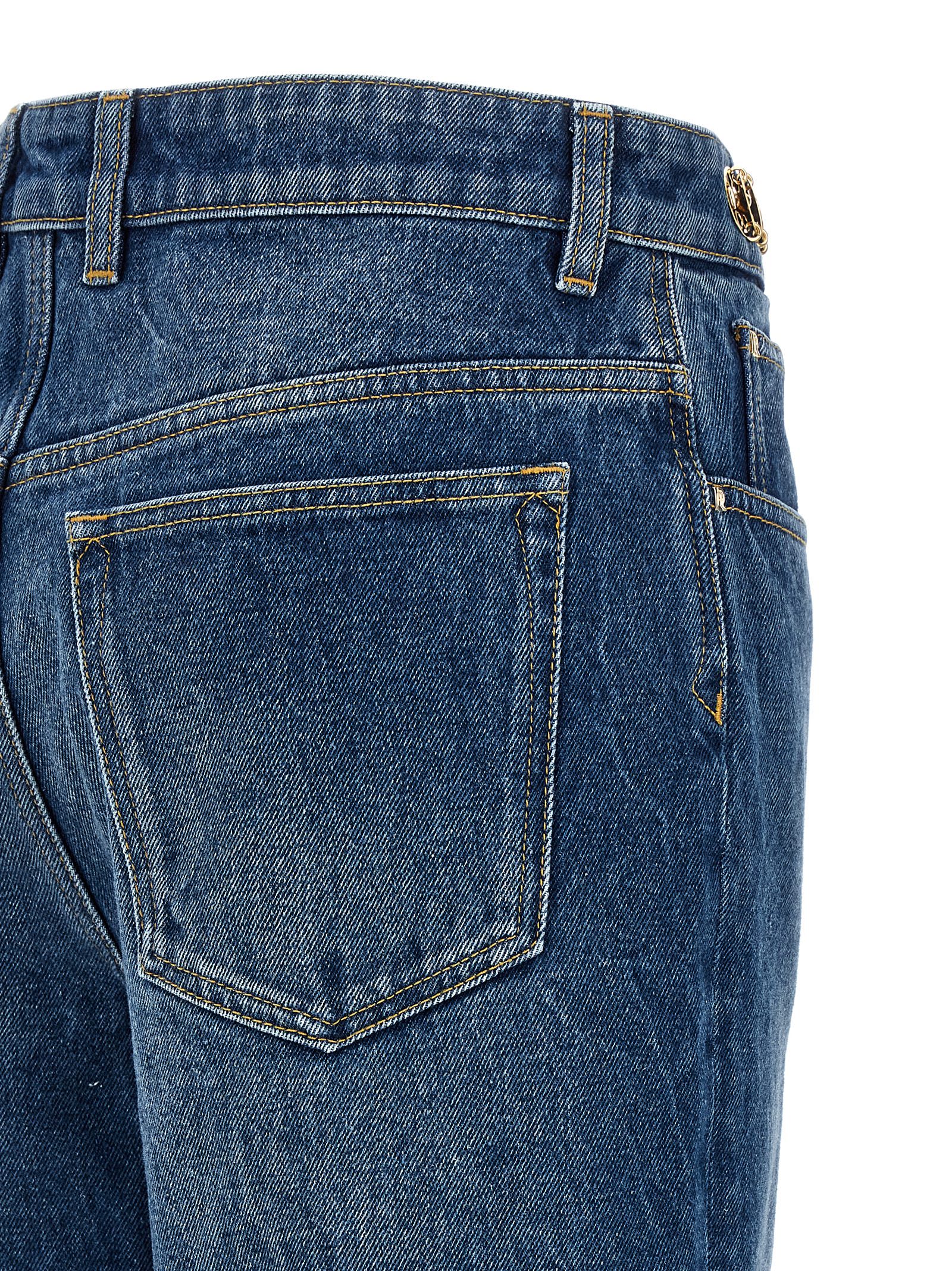 Shop Rabanne Metal Disk Jeans In Blue