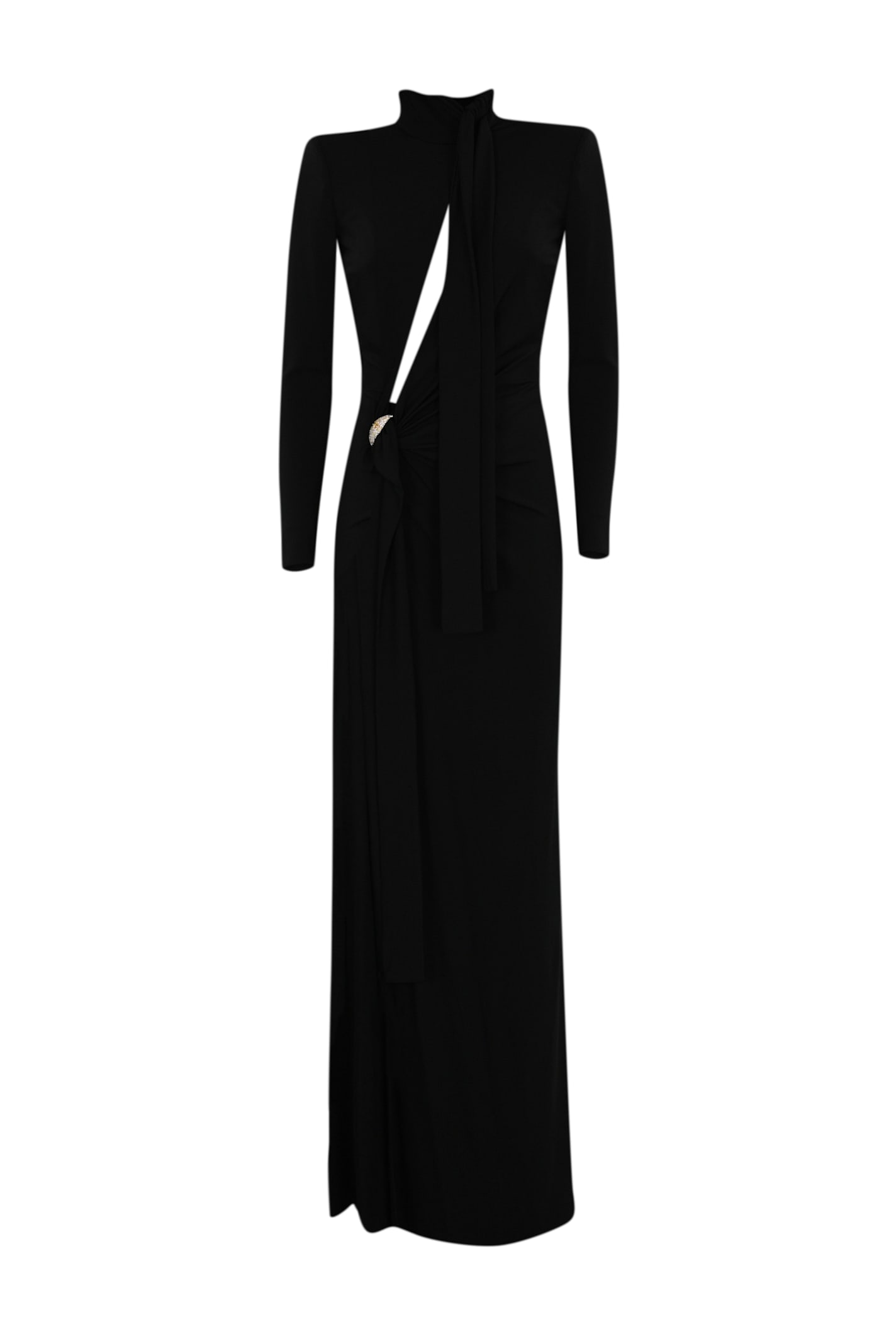 ワンピース ELISABETTA FRANCHI Red carpet jersey dress Nero Elisabetta Franchi Red Carpet Dress In Jersey With Slit And