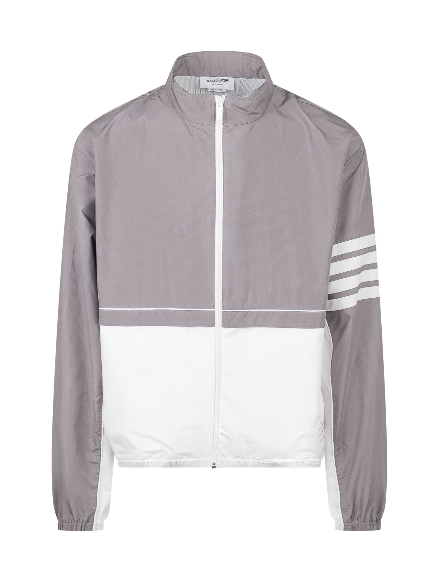 Thom Browne Two-tone Polyester Windbreaker In Med Grey