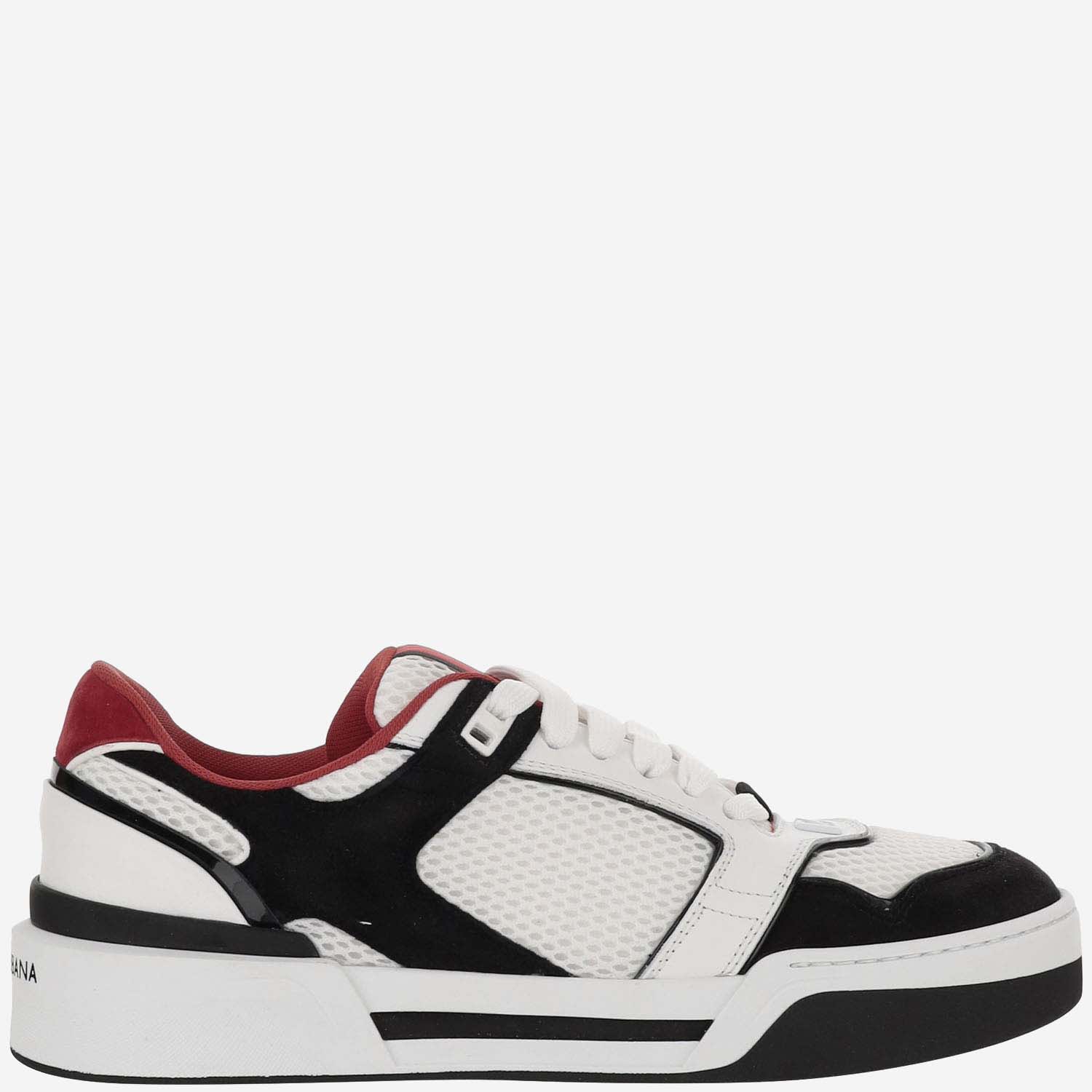 Shop Dolce & Gabbana New Roma Fabric And Leather Sneaker In Red
