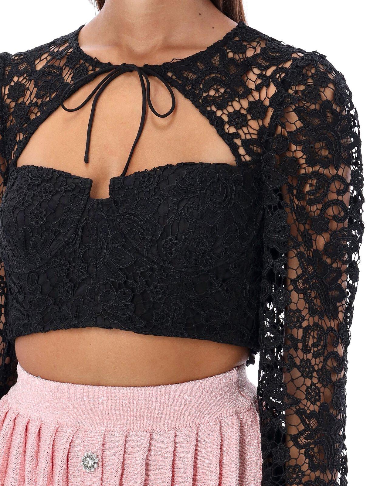 Shop Self-portrait Cord Laced Cropped Top
