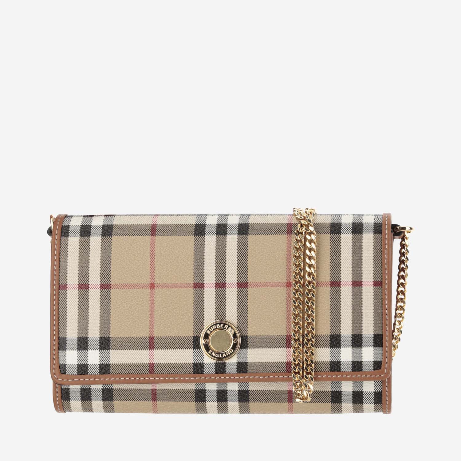 Burberry Check Wallet With Chain Strap