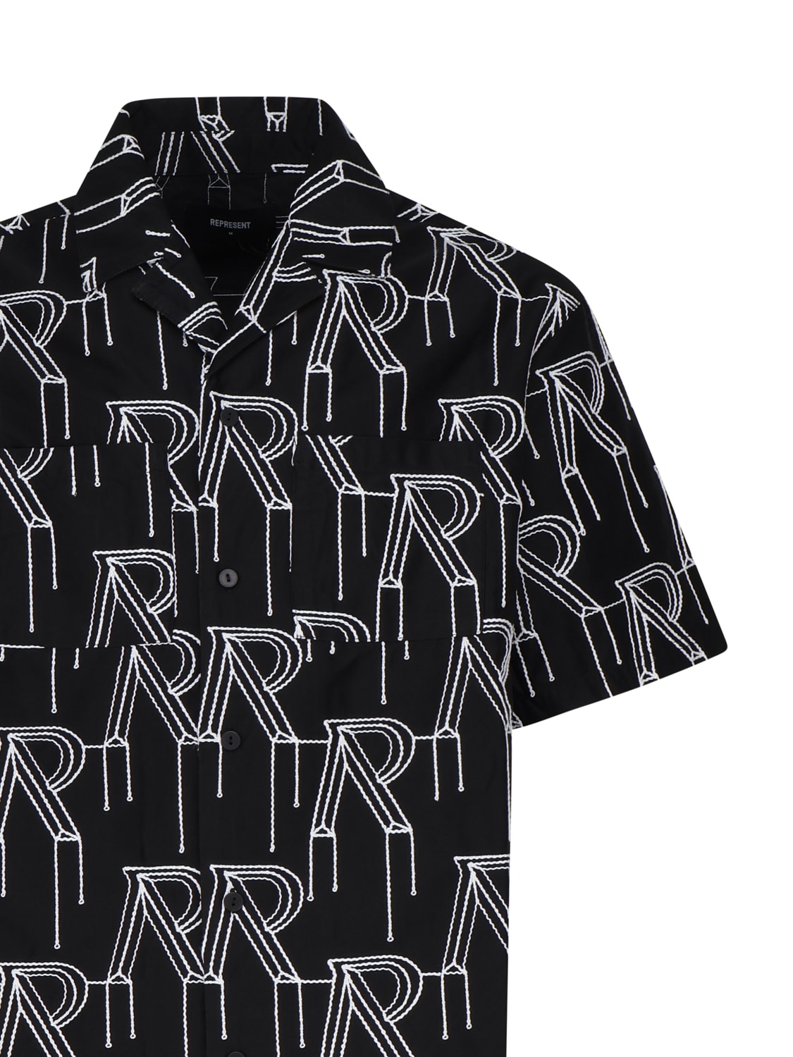 Shop Represent Oversized Shirt With All-over Logo In Black
