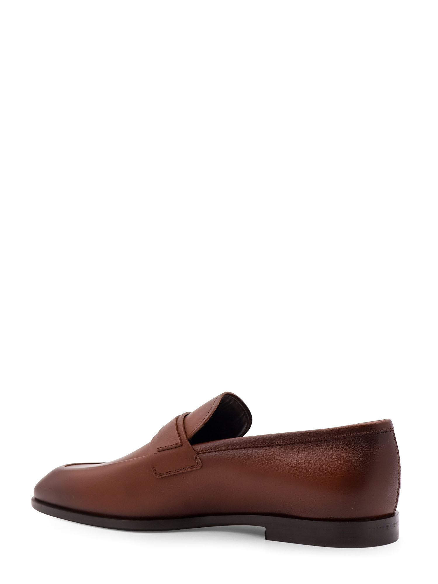 Ferragamo Florio Leather Loafer With Gancini Detail In Brown