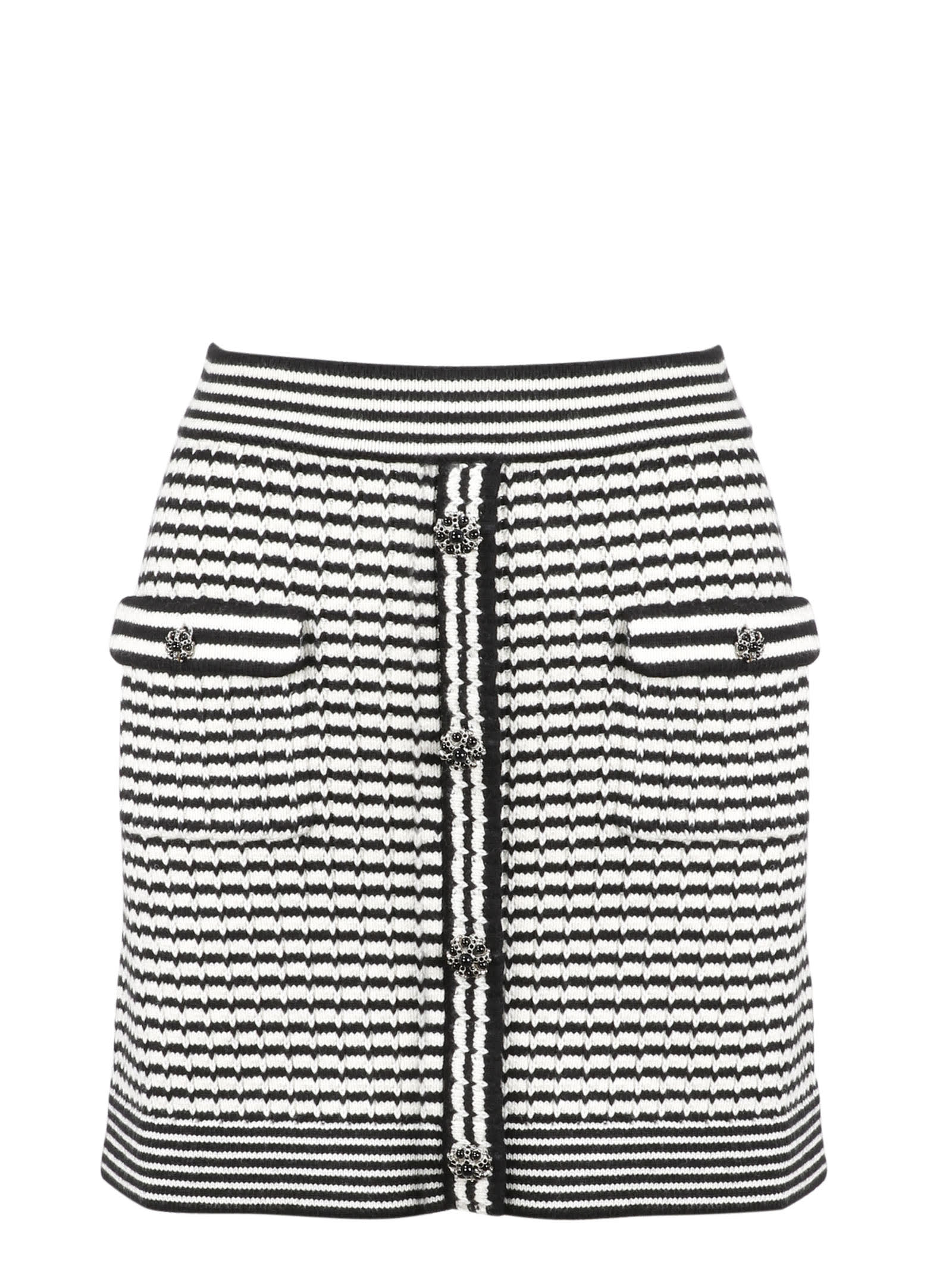 Self-portrait Striped Knit Mini Skirt