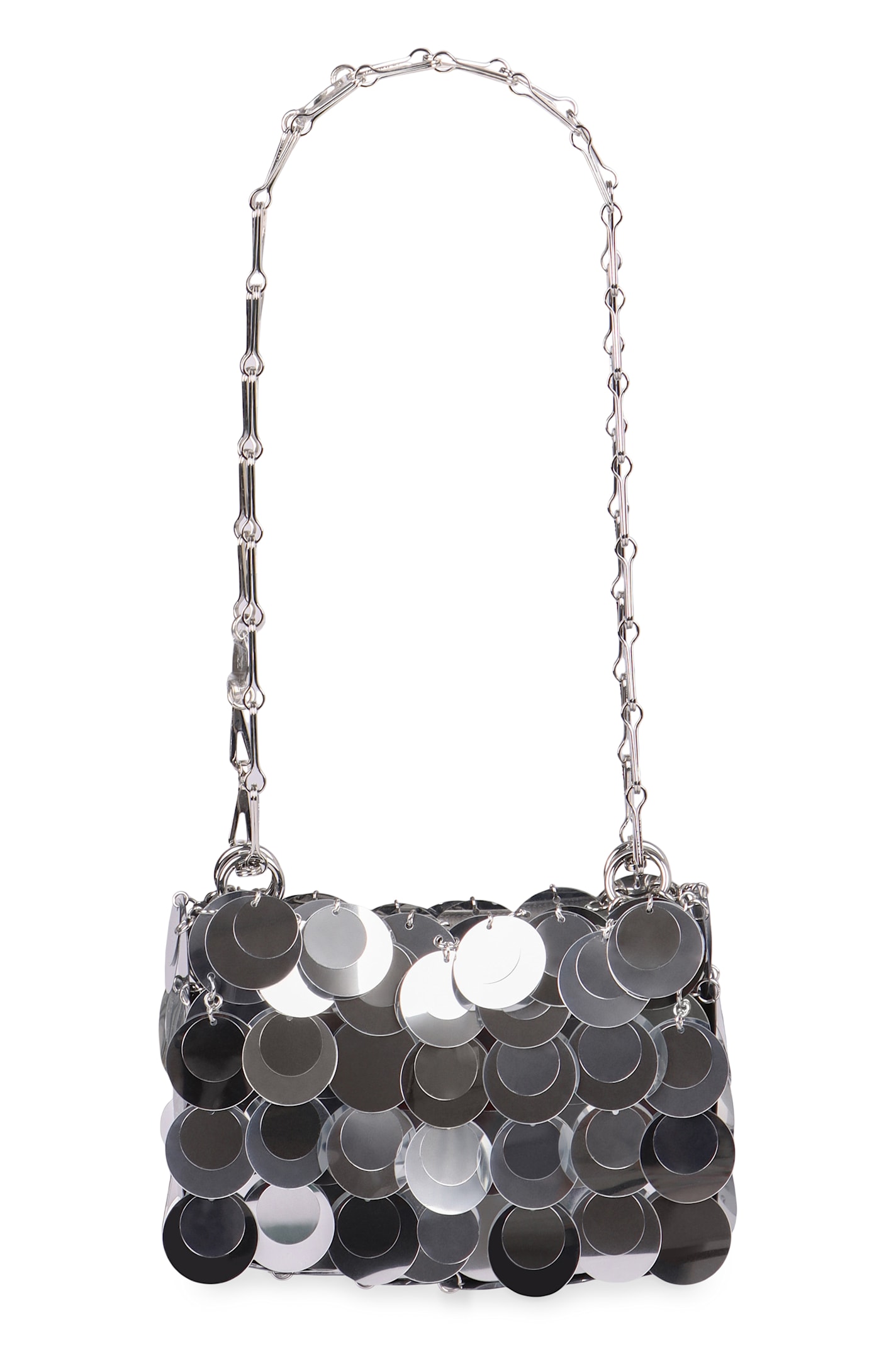 Rabanne Sparkles Discs Nano Bag In Silver