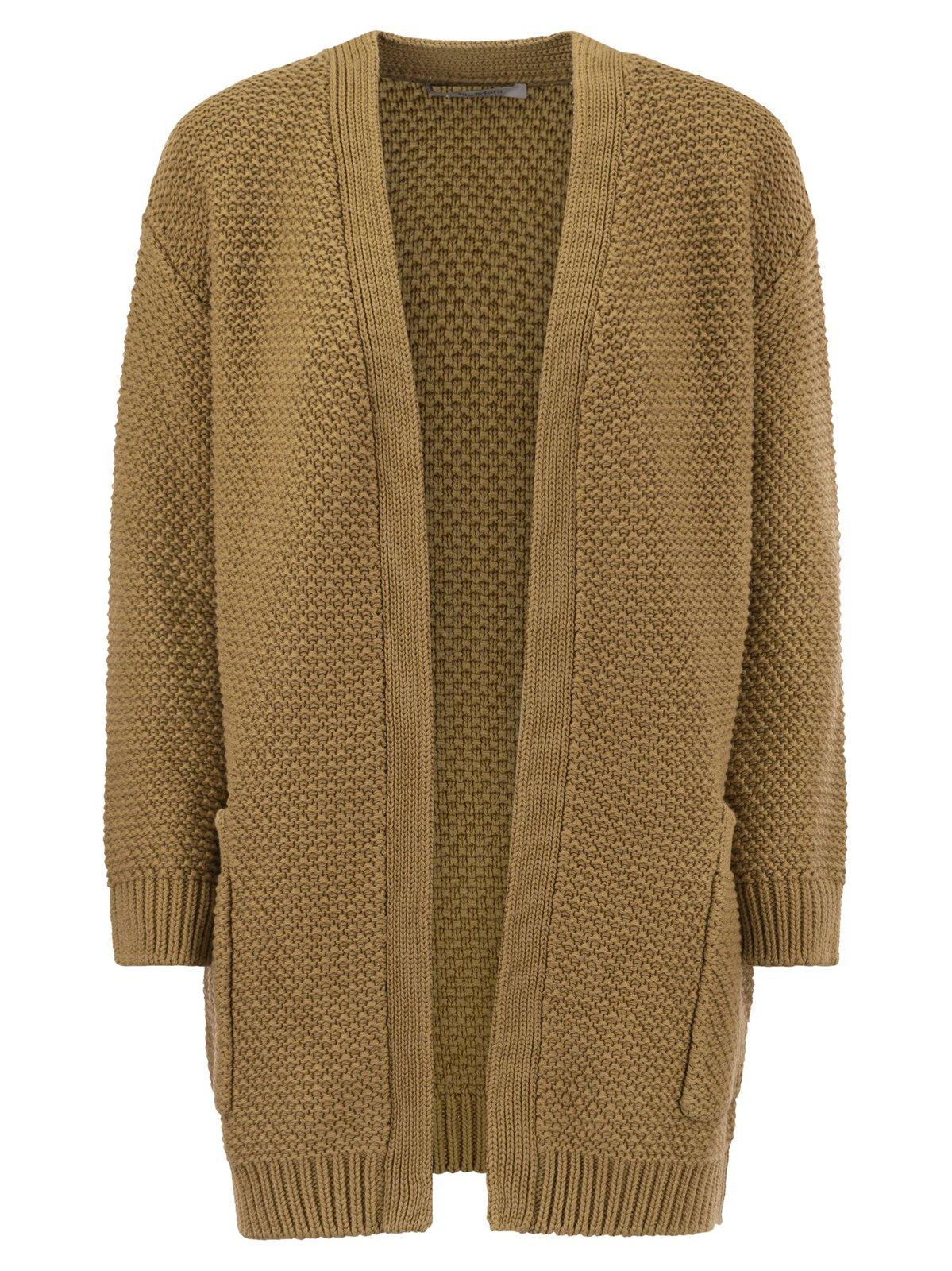 Shop Max Mara Open-front Knit Cardigan In Leather Brown