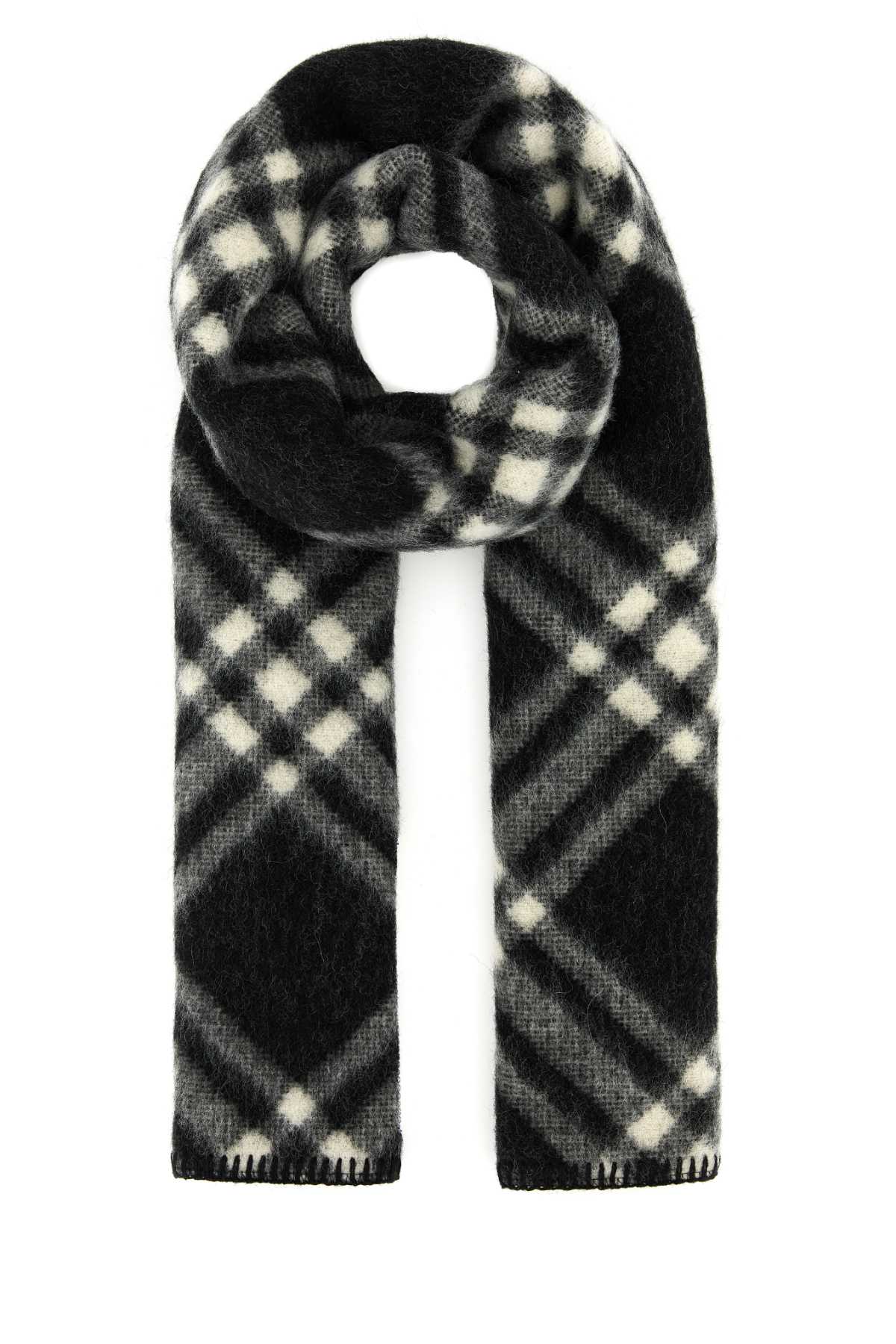 Burberry Embroidered Wool Scarf In Black