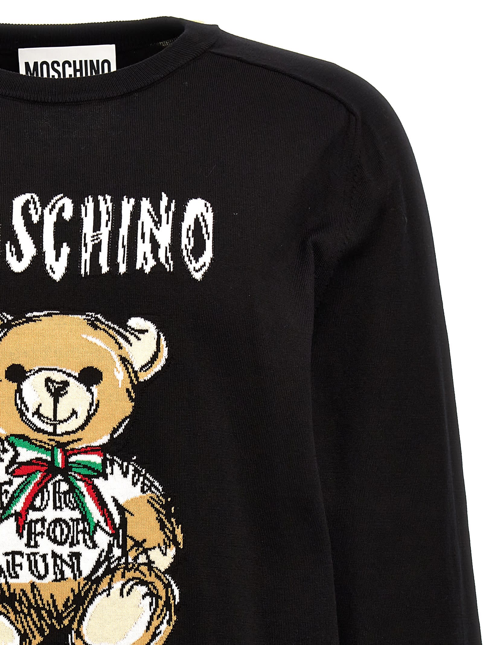 Shop Moschino Archive Teddy Sweater In Black