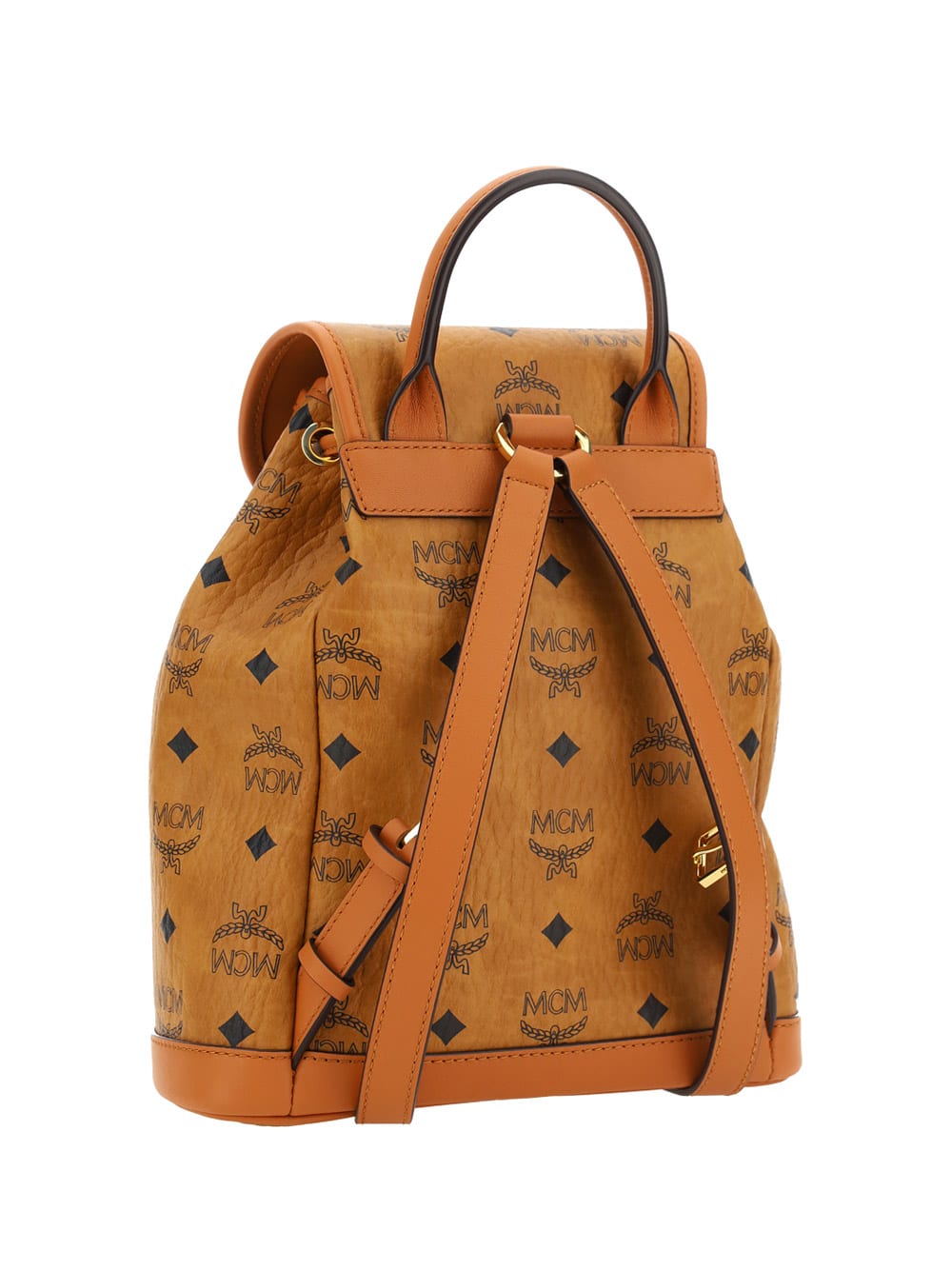 Shop Mcm Mini Aren Backpack In Cognac